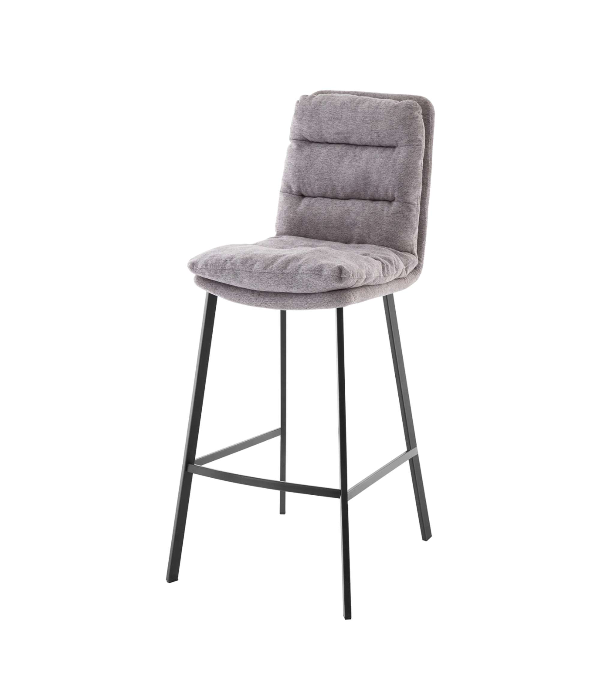 Bar stool Textile Metal Grey Black