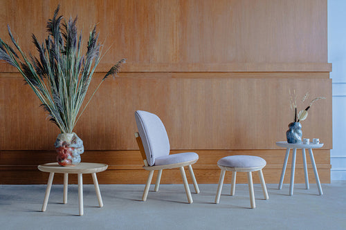 Naive stool ash wood leather black