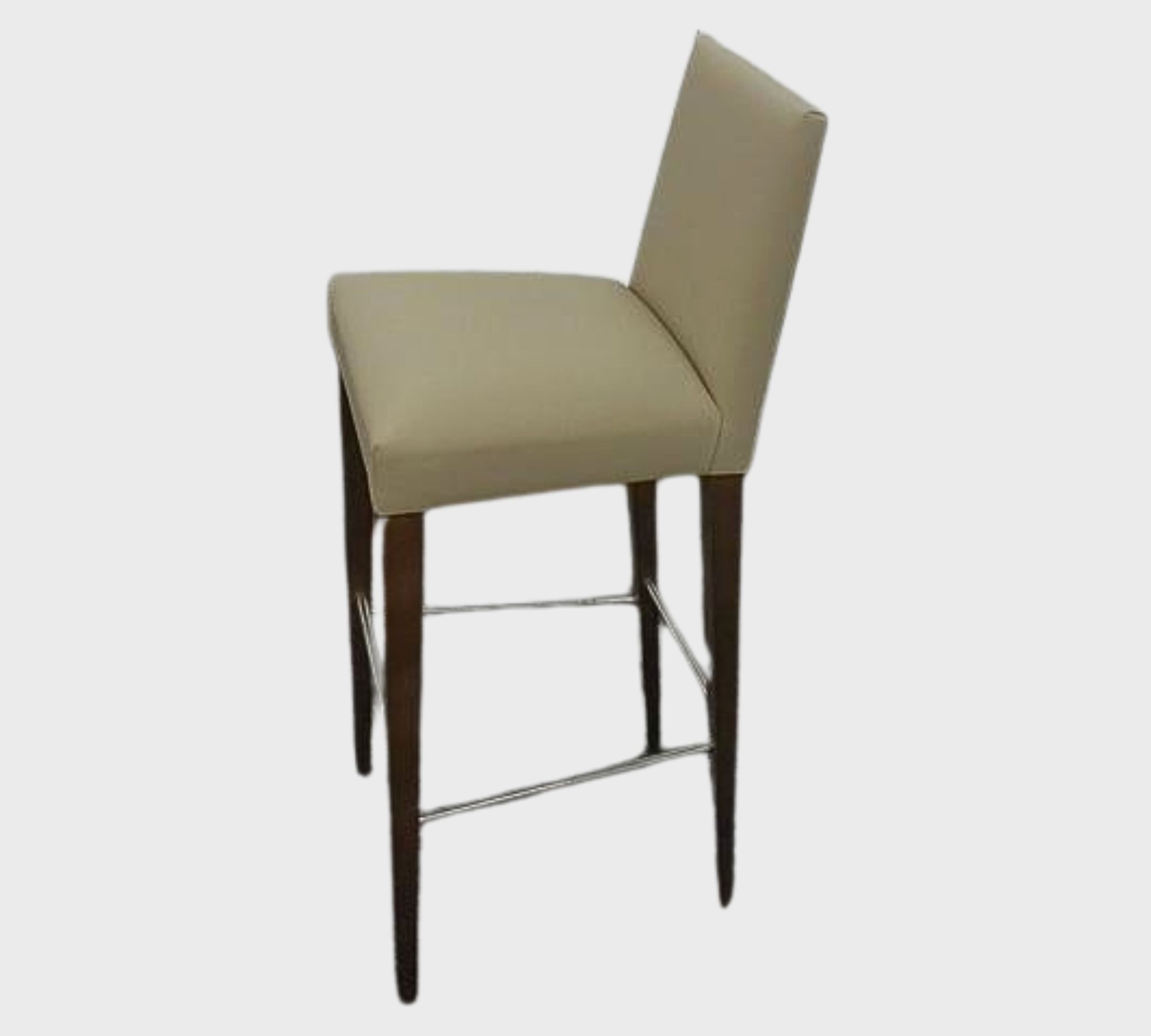 Anna Bar Stool Leather Wood Beige