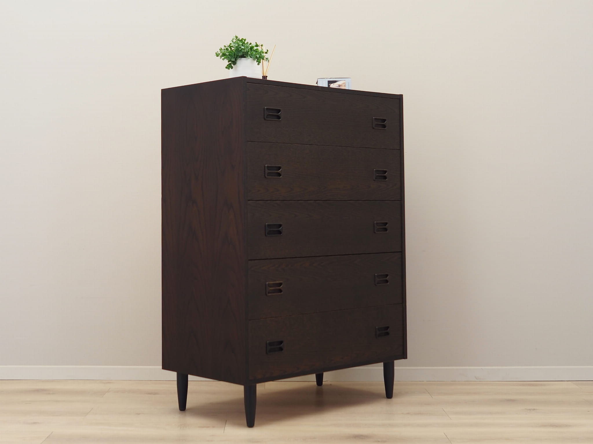 Vintage chest of drawers Oak wood Brown 1970s