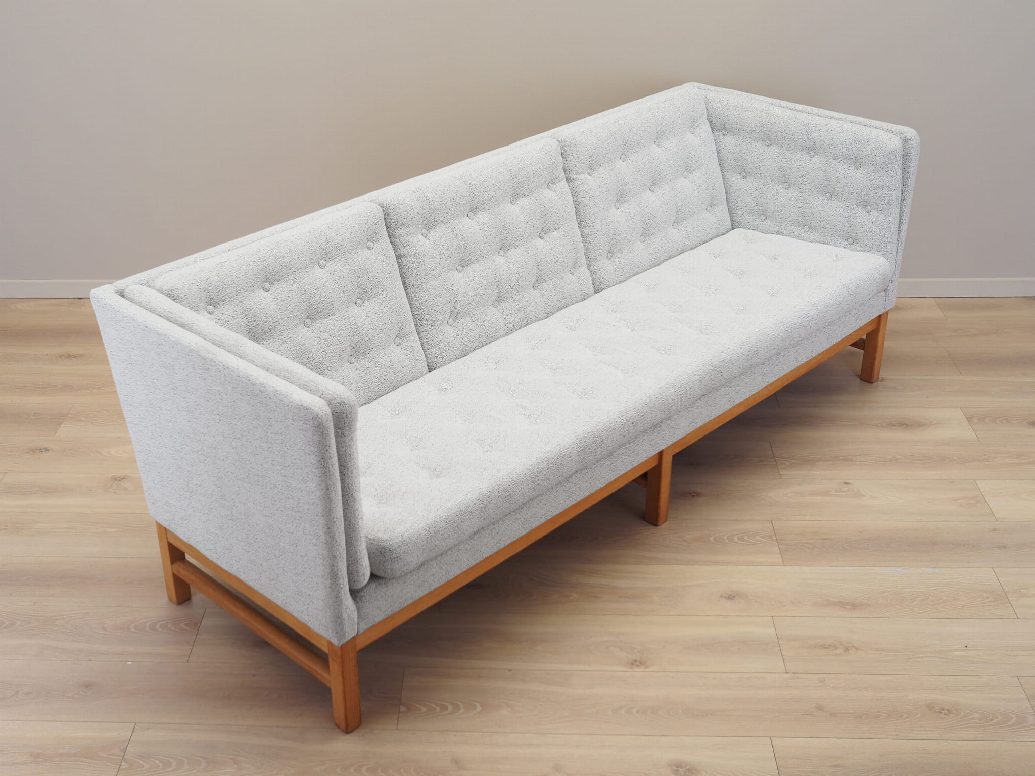 Vintage Sofa 3-seater Oak wood Textile Gray 1970s