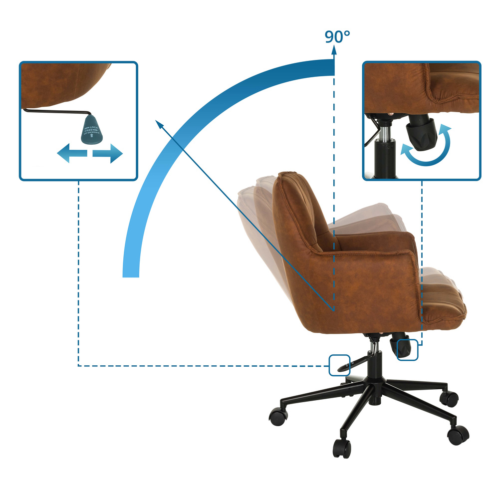 SOLAO LIFE  Office Chair Swivel Fabric Brown