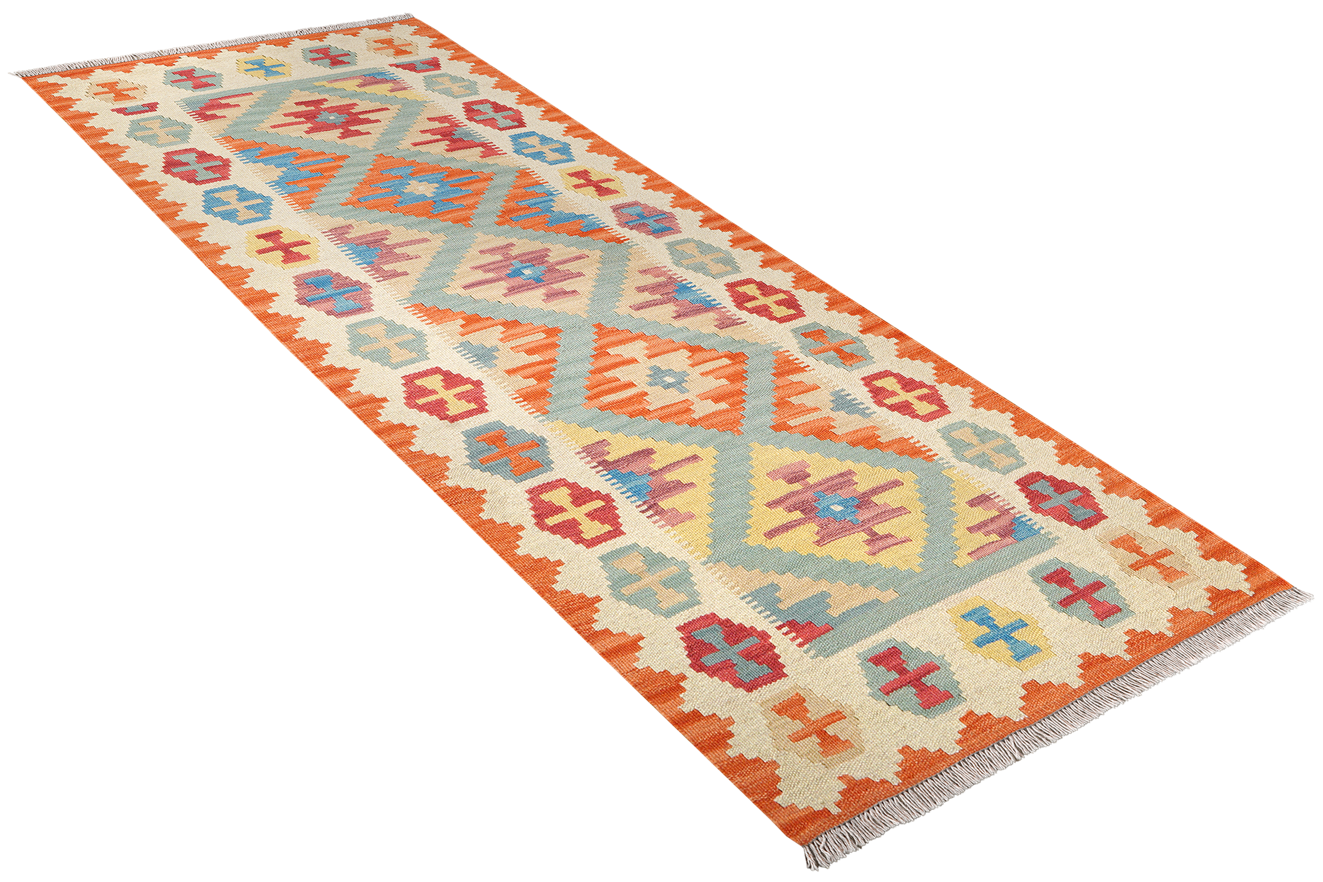 Tappeto Kilim Gashgai Lana Verde