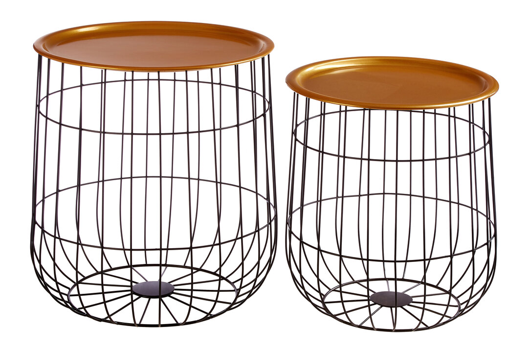 2x Hege Set Drahtkorbtischen Schwarz
