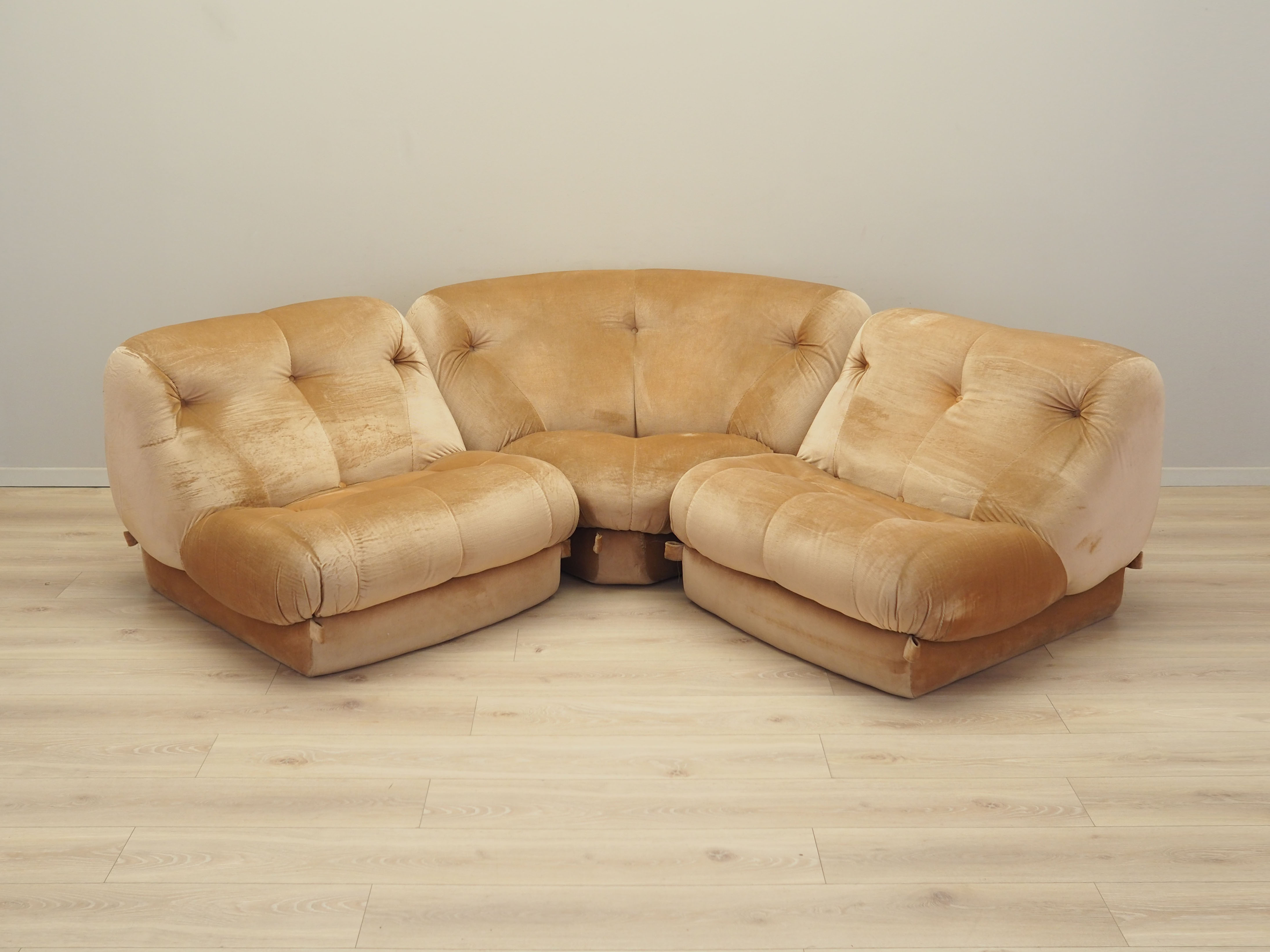 Modular corner sofa velvet 1960s