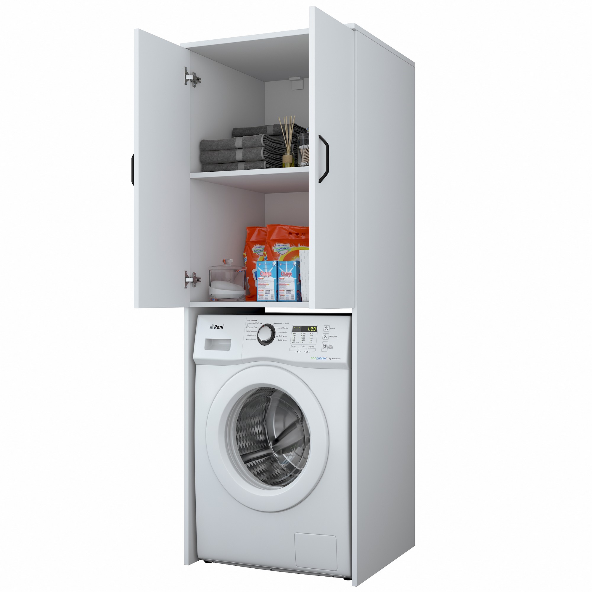 Washing machine cabinet White 62.5cm x 181.8cm