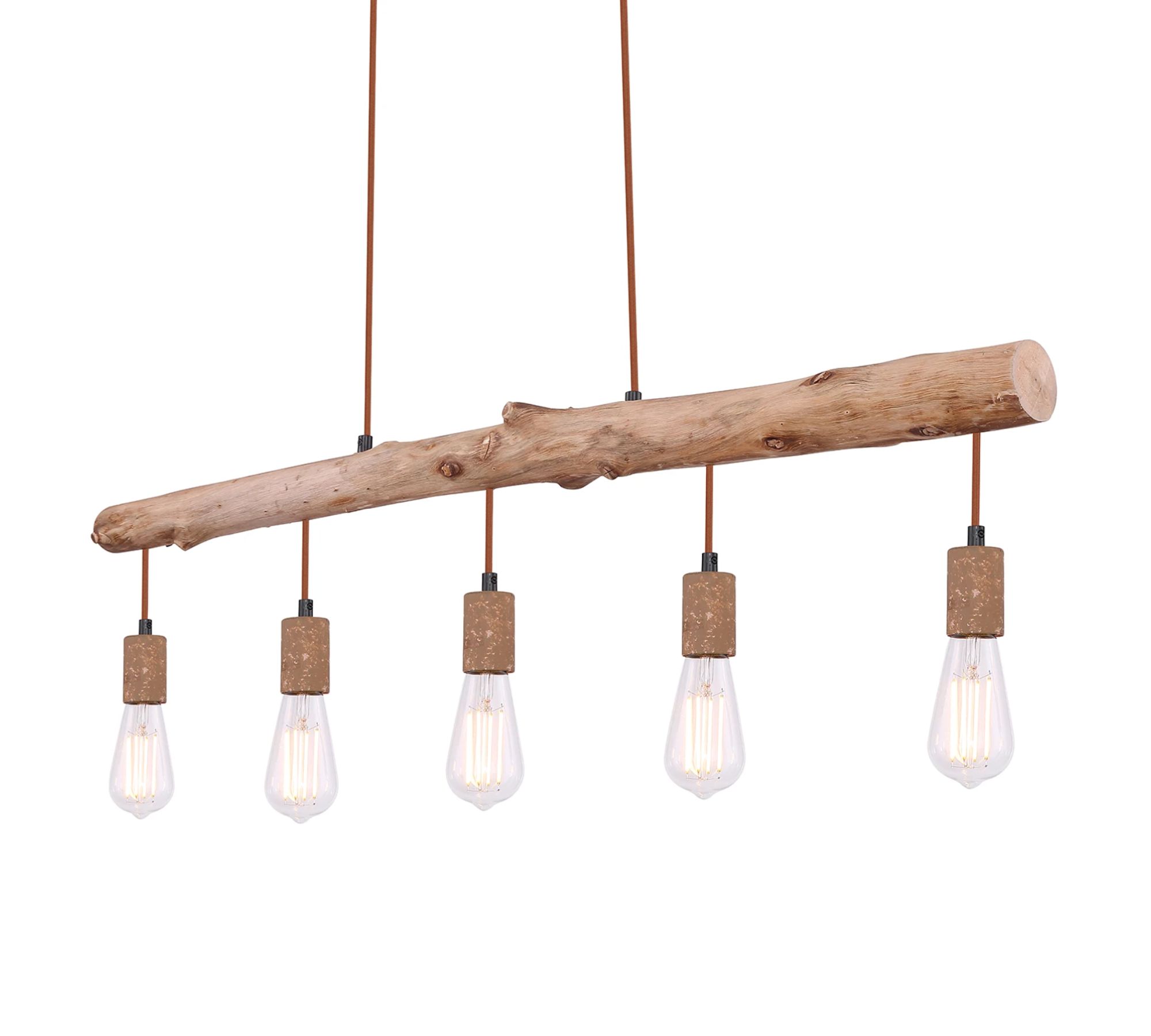 Pendelleuchte 5-flammig Holz Naturbelassen