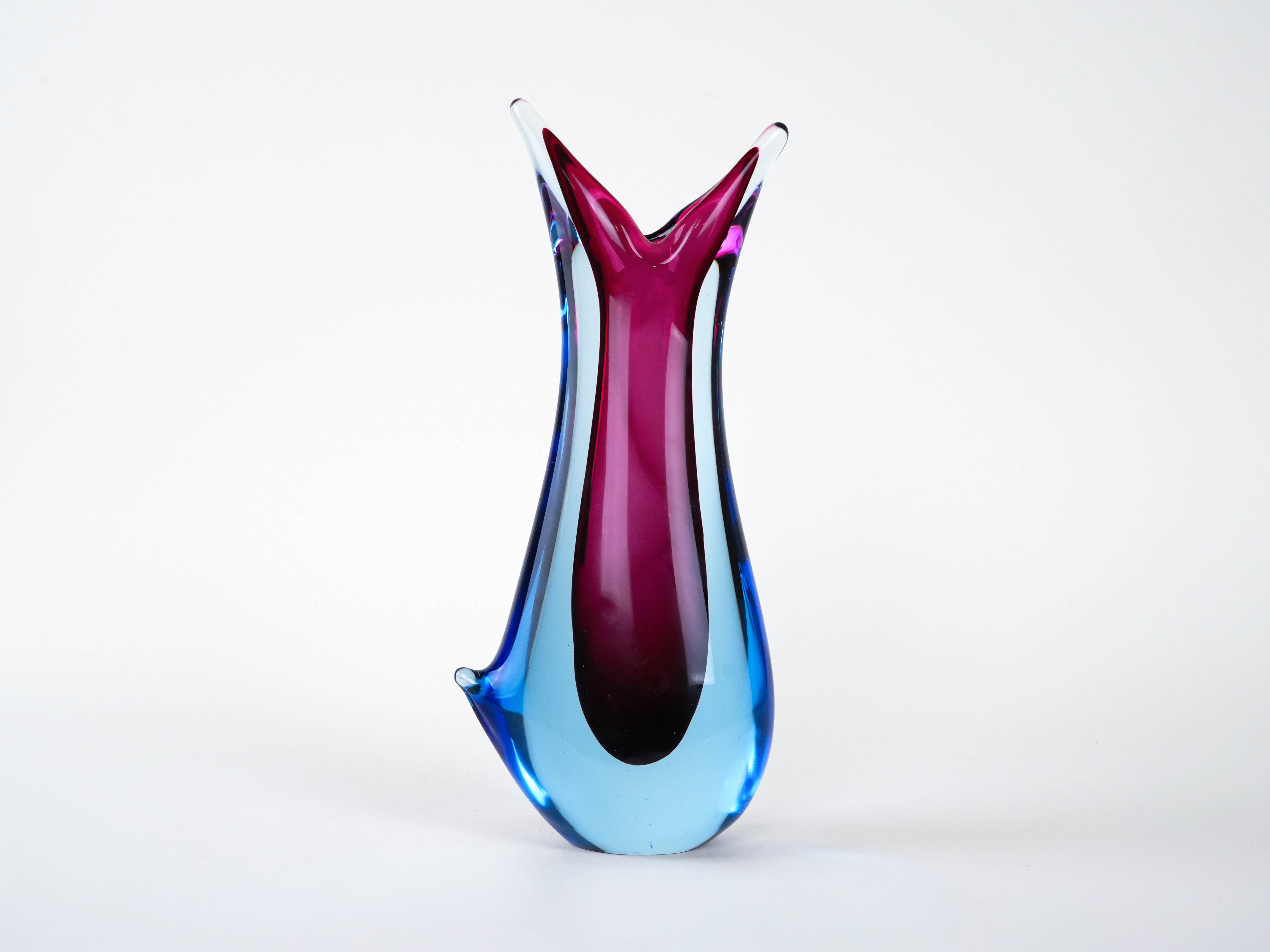 Vase Murano-Glas Blau 1960er Jahre