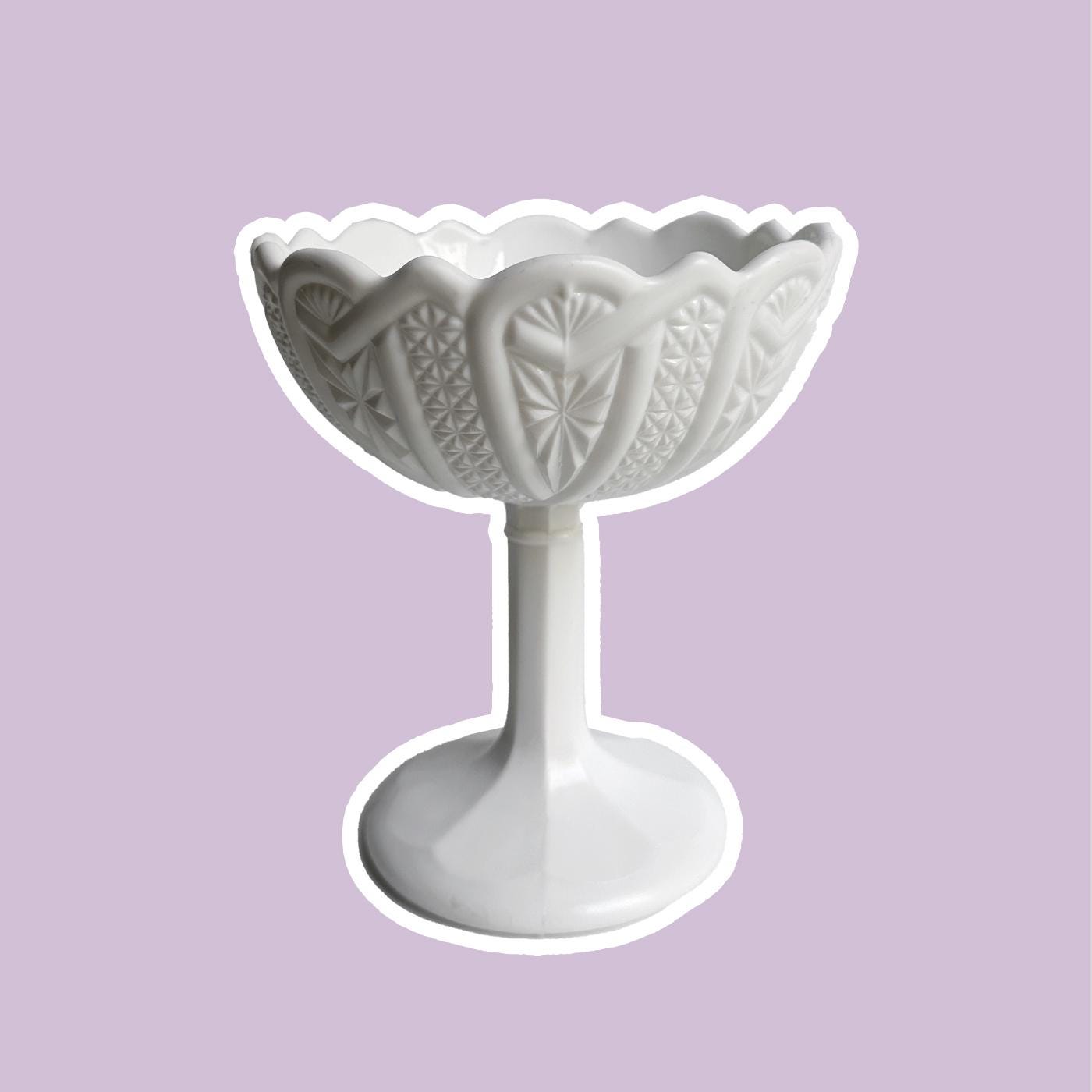 Vintage Jugendstil Obstschale Opalglas Weiß 