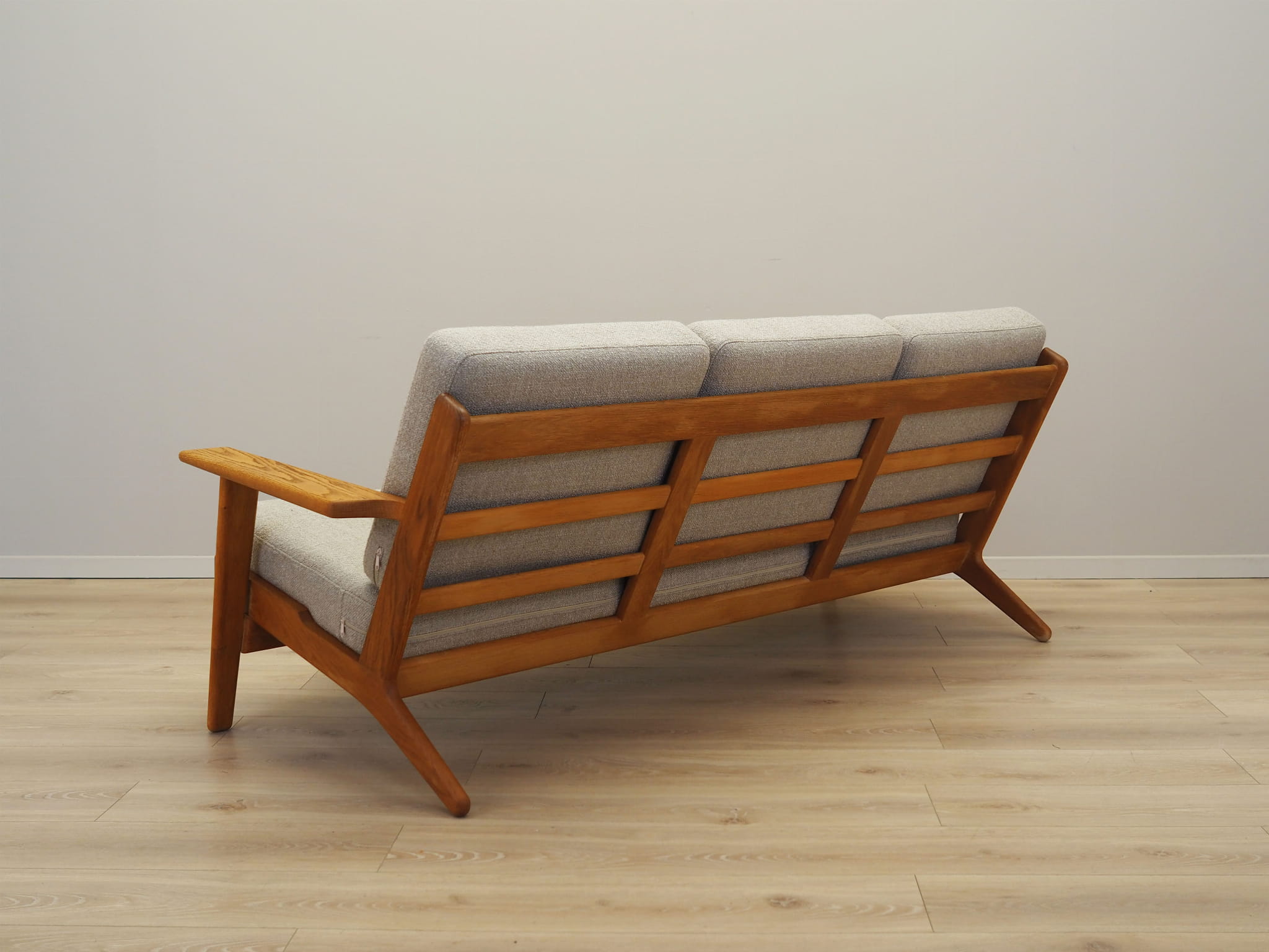 Vintage Sofa Oak Wood Textile Grey 1960s