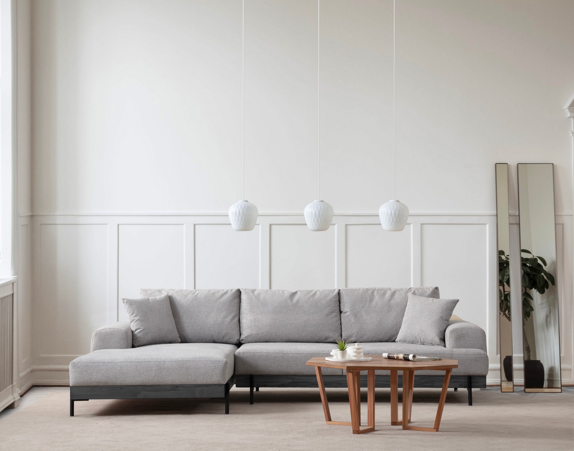 Eti Black Ecksofa Links Grau