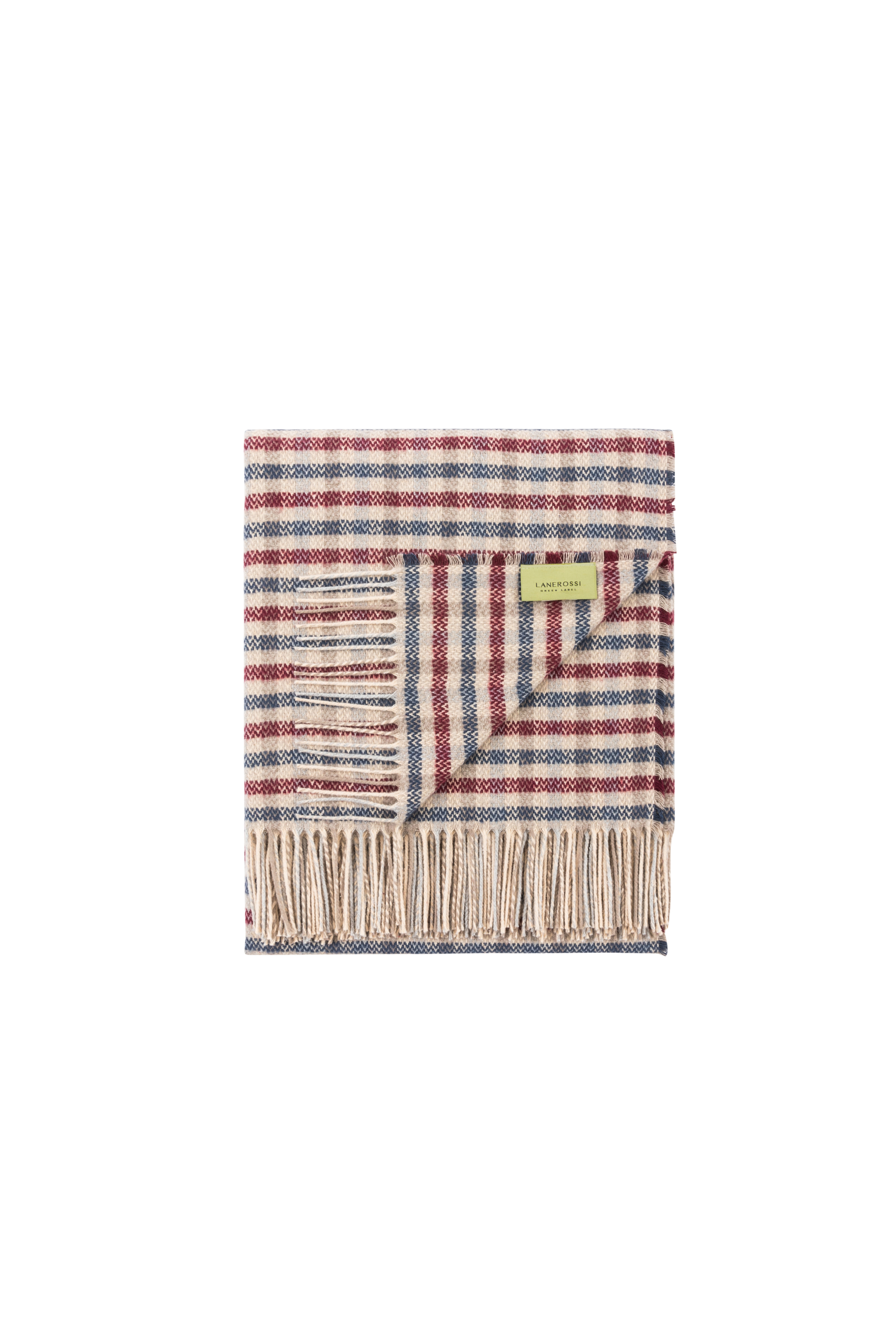 Ibiza Plaid Decke Recycelte Baumwolle Mikro-Karo Blau Rot