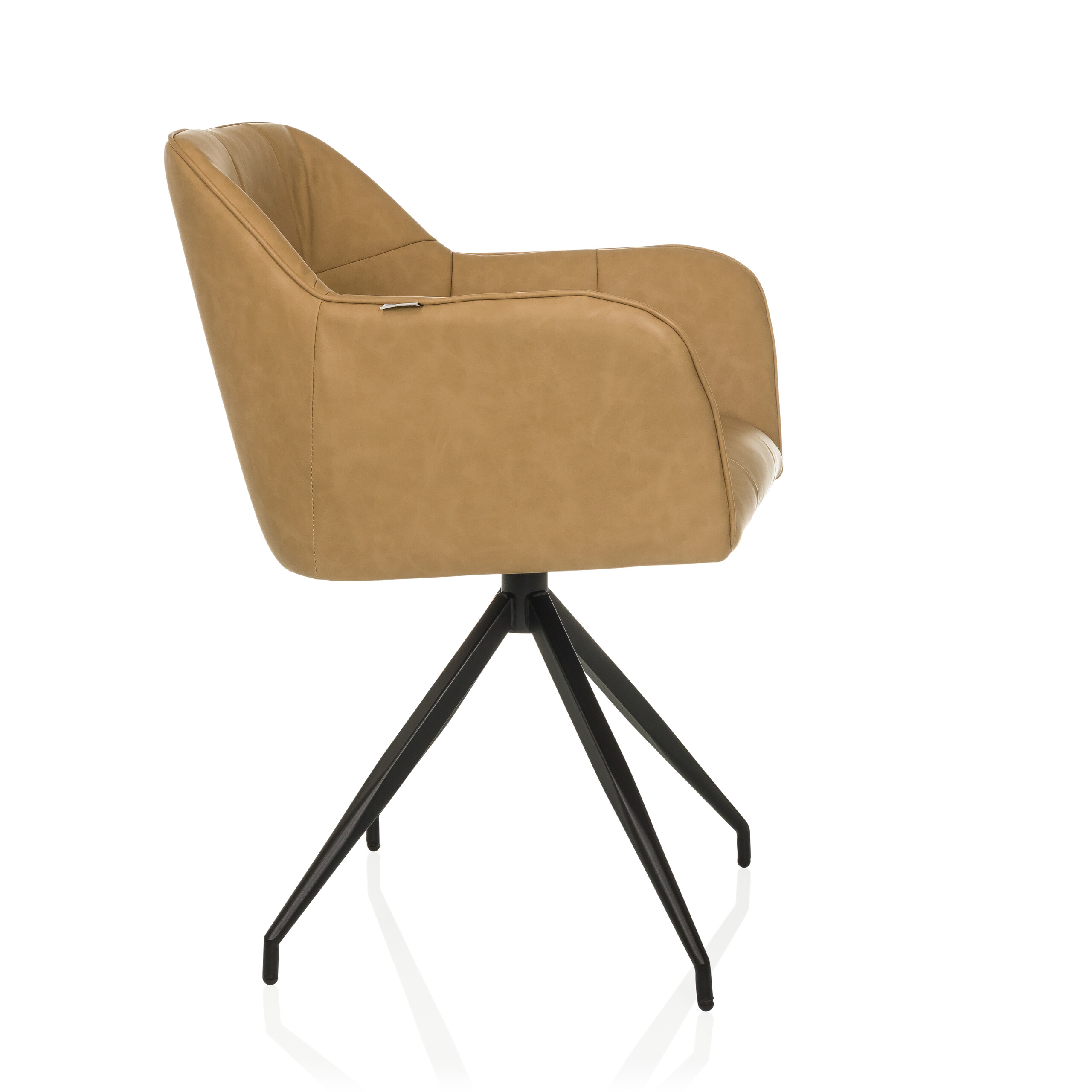 ELVERUM SPU Dining chair Faux leather Light brown