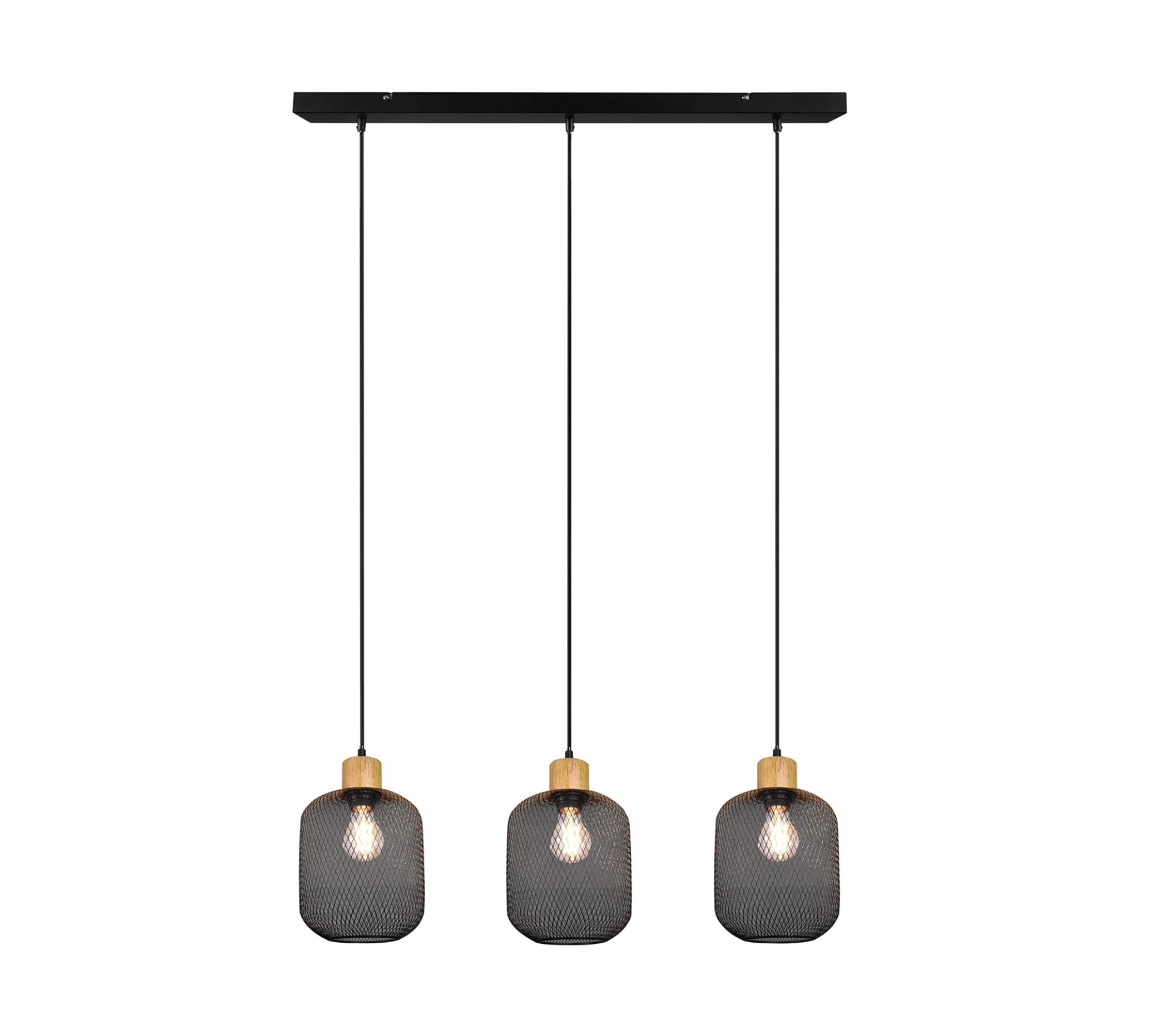 3-Flammige Pendelleuchte Eisen Schwarz