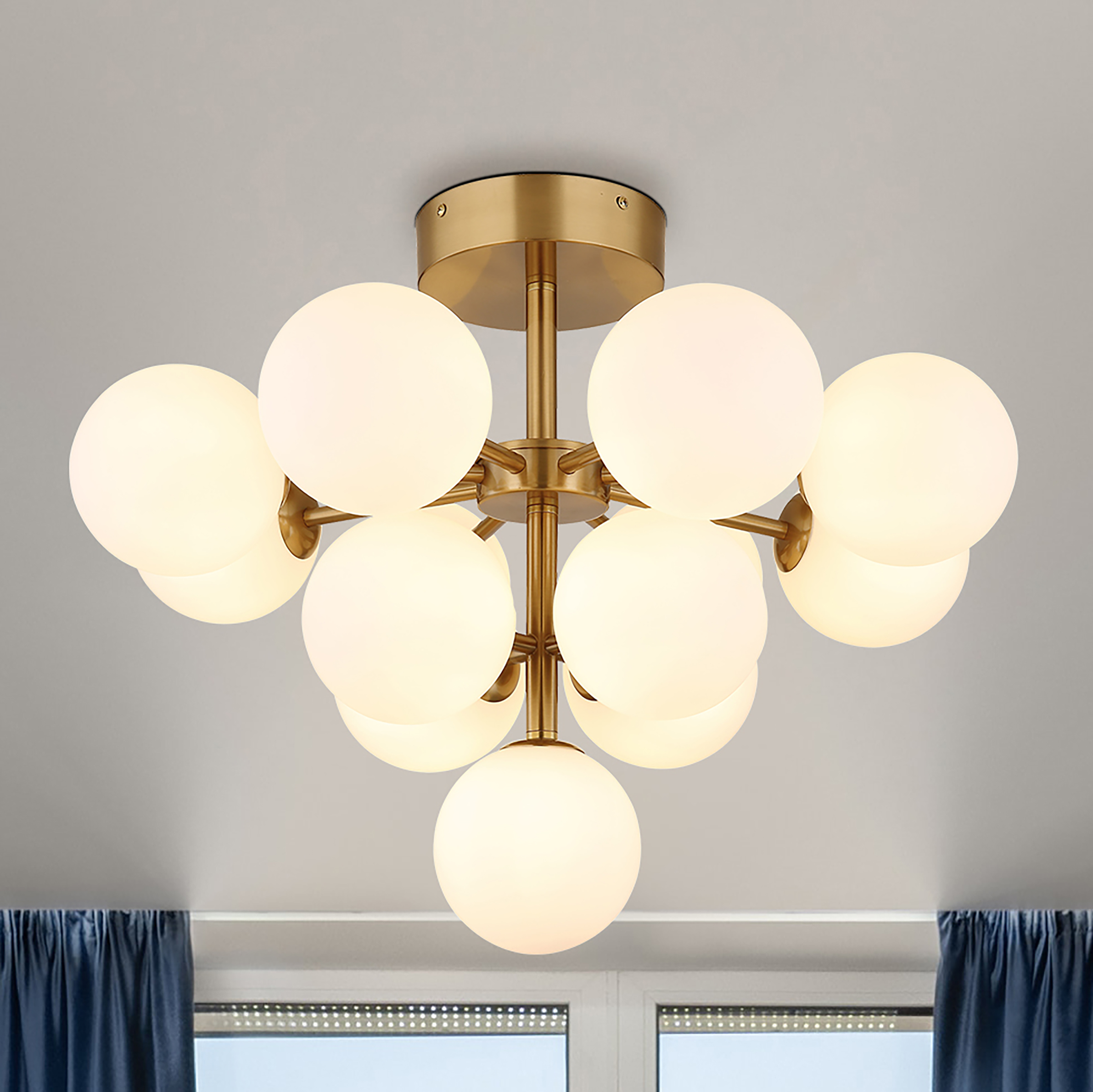 Ceiling light Luvix 13-light opal glass iron