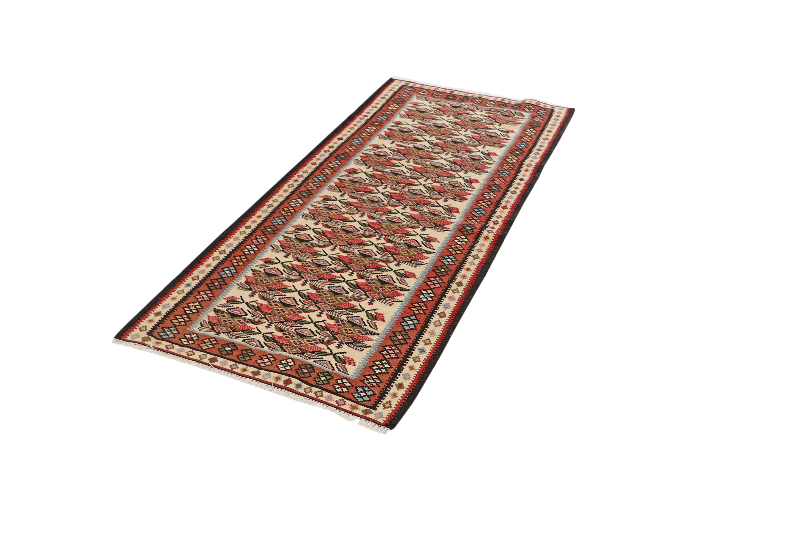 Kilim Senneh Teppich Braun