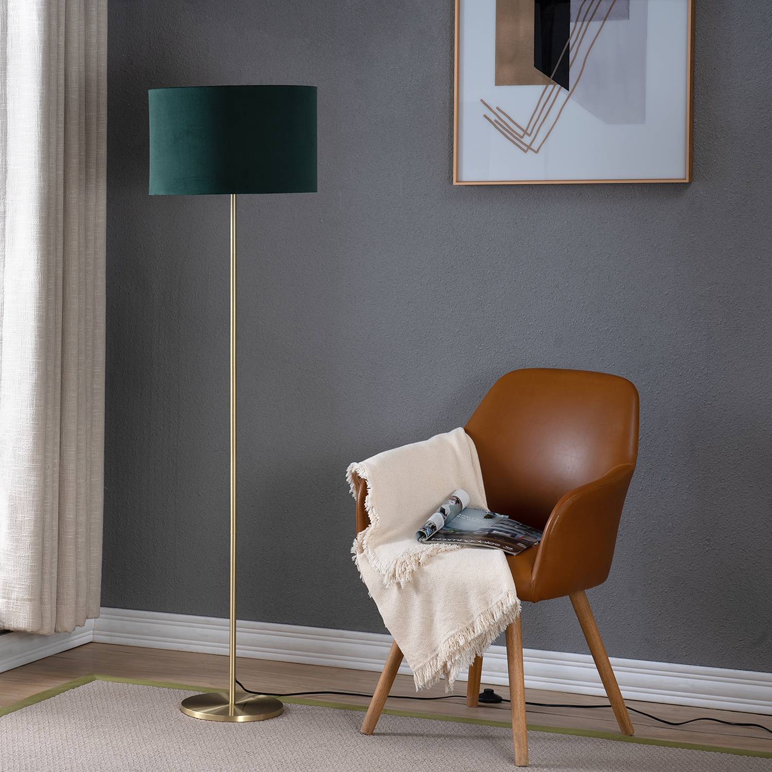 Stehleuchte Satley Samt Grün