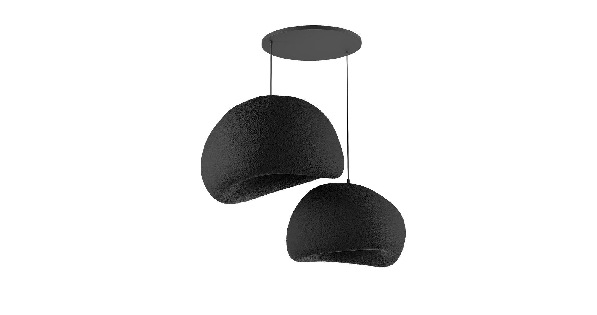 2-Flammig Wabi Sabi Chalkforms Pendelleuchte Schwarz