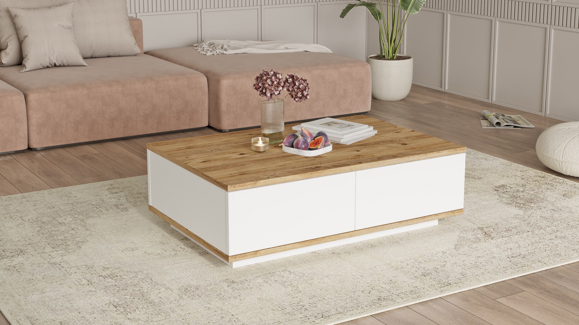 Fr14-Aw Couchtisch Braun Weiß