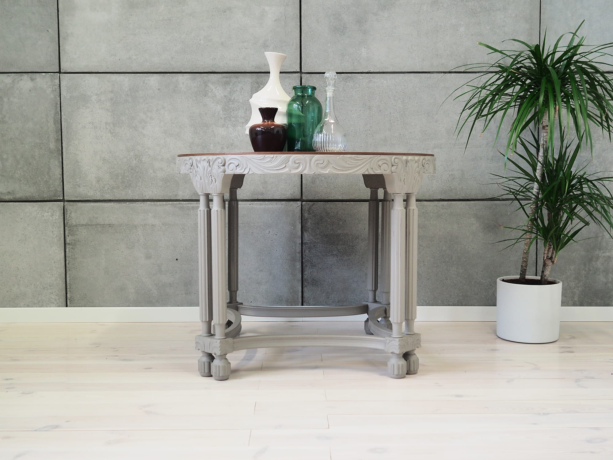 Vintage Couchtisch Holz Grau 1940er Jahre