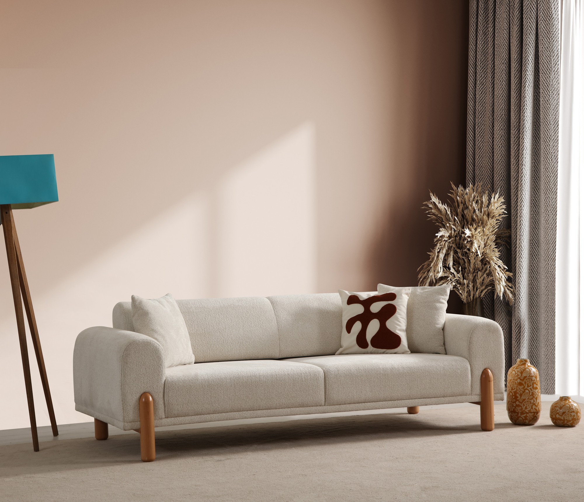 Lyke 3-seater armchair Cream