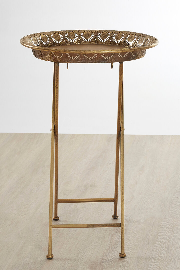 Reza Round Folding Tray Table Stainless Steel Gold