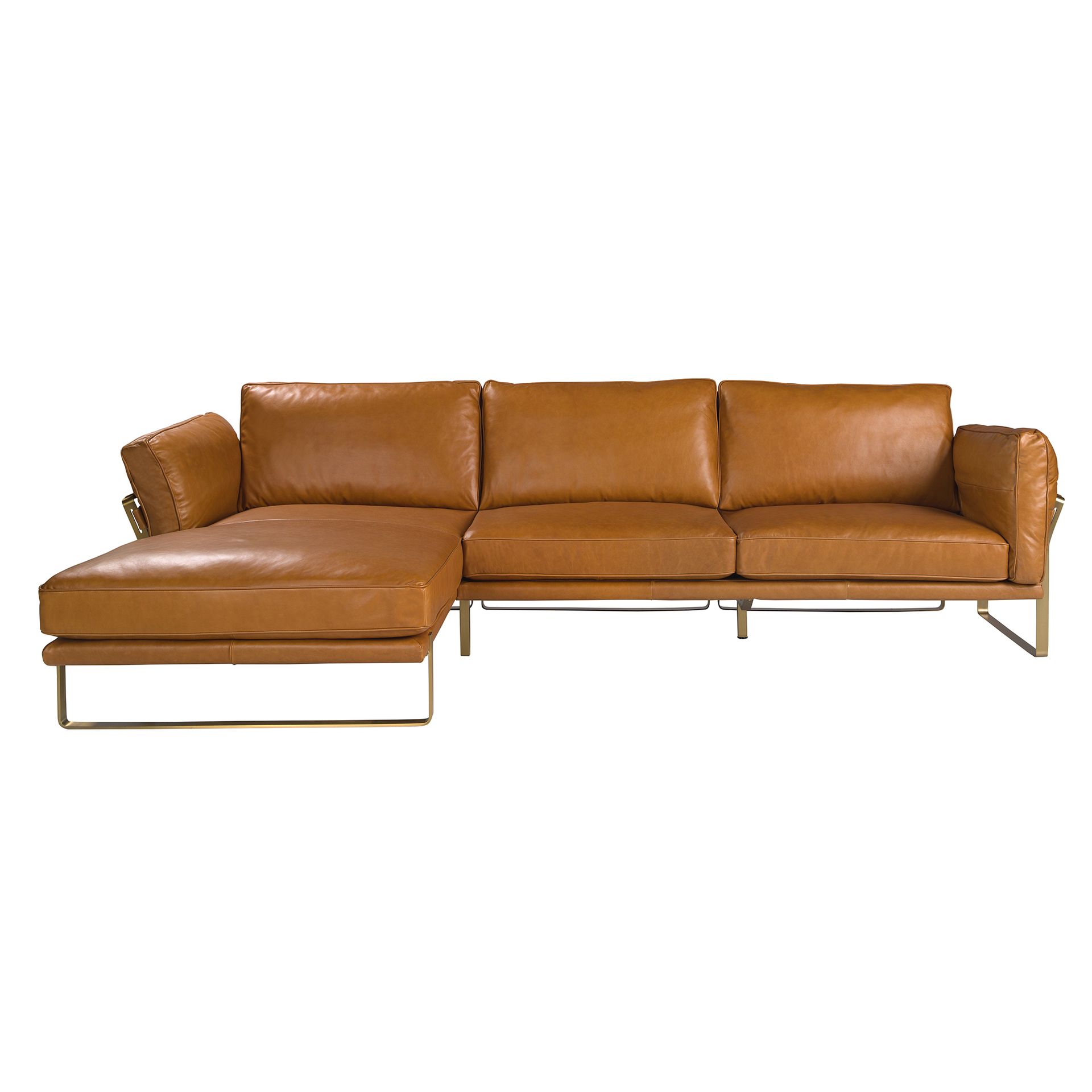 Linkes Récamiere-Sofa in kamelfarbenem Leder 6231