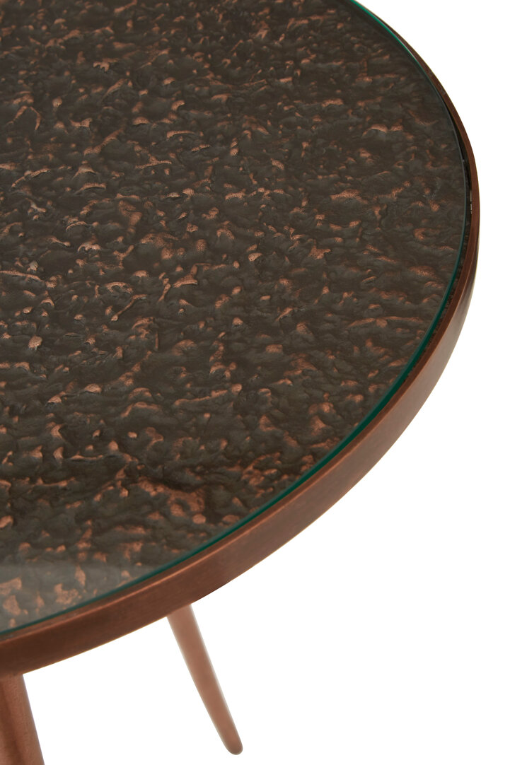 Akola Side Table Metal Glass Copper Finish