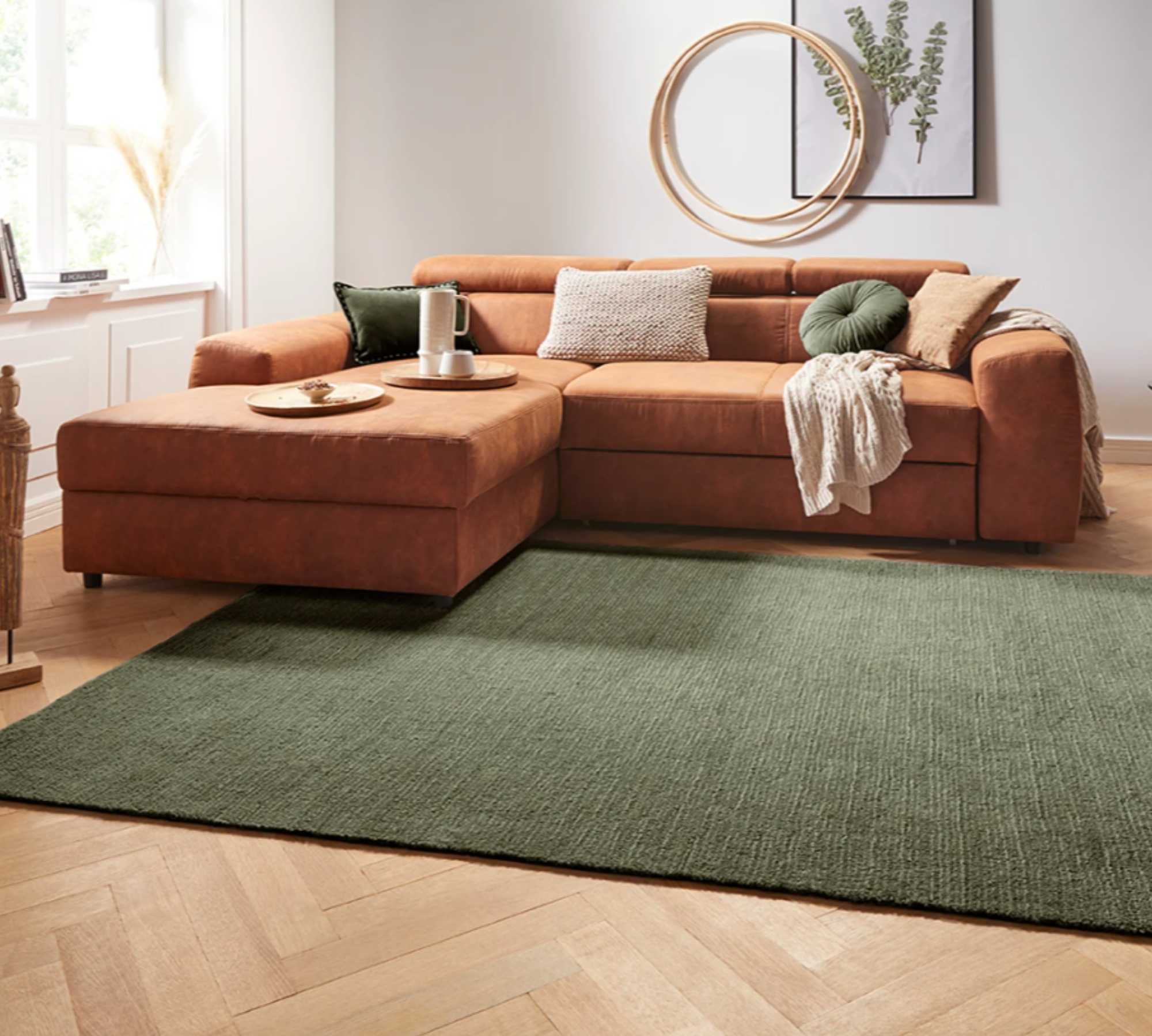 Kurzflorteppich Webstoff Khaki 120 x 170 cm