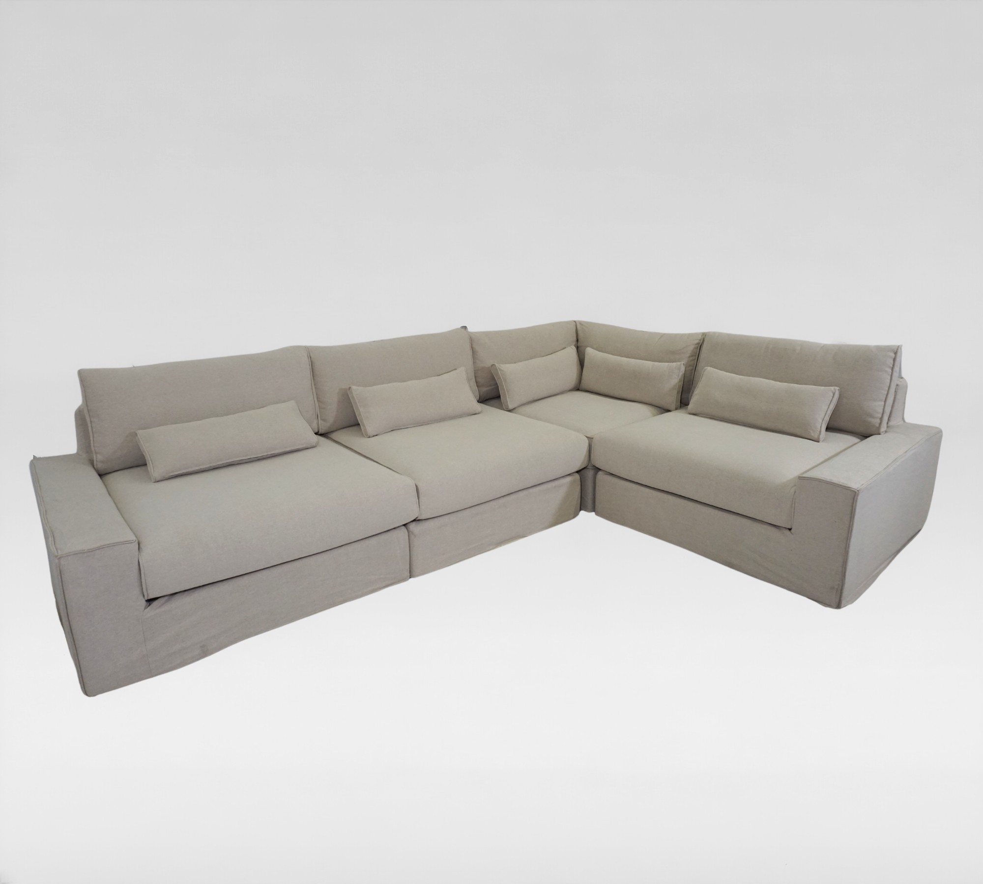 Trent Ecksofa Baumwolle-Leinenstoff Creme