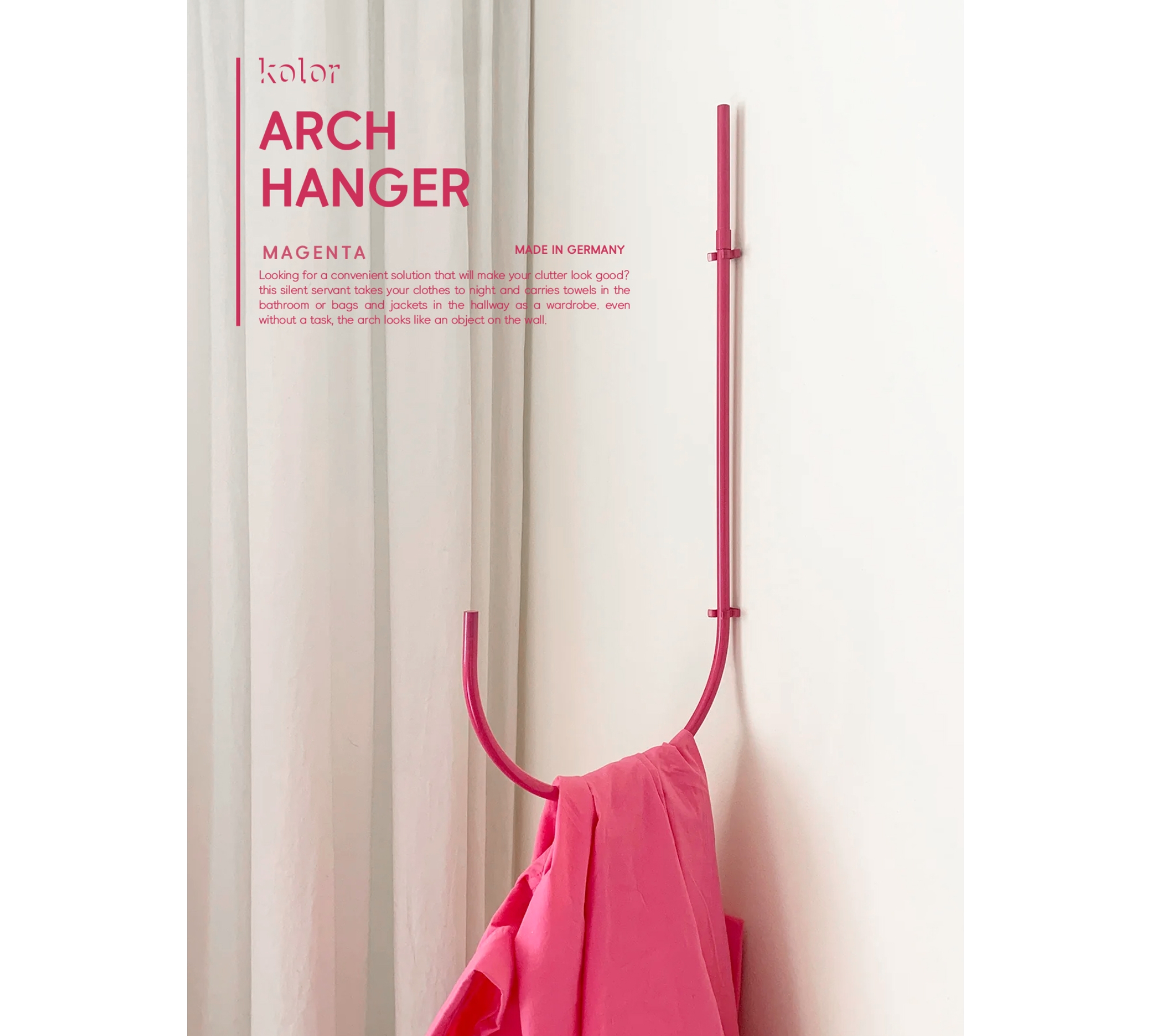 Hanger Arch Wandhaken Stahl Magenta