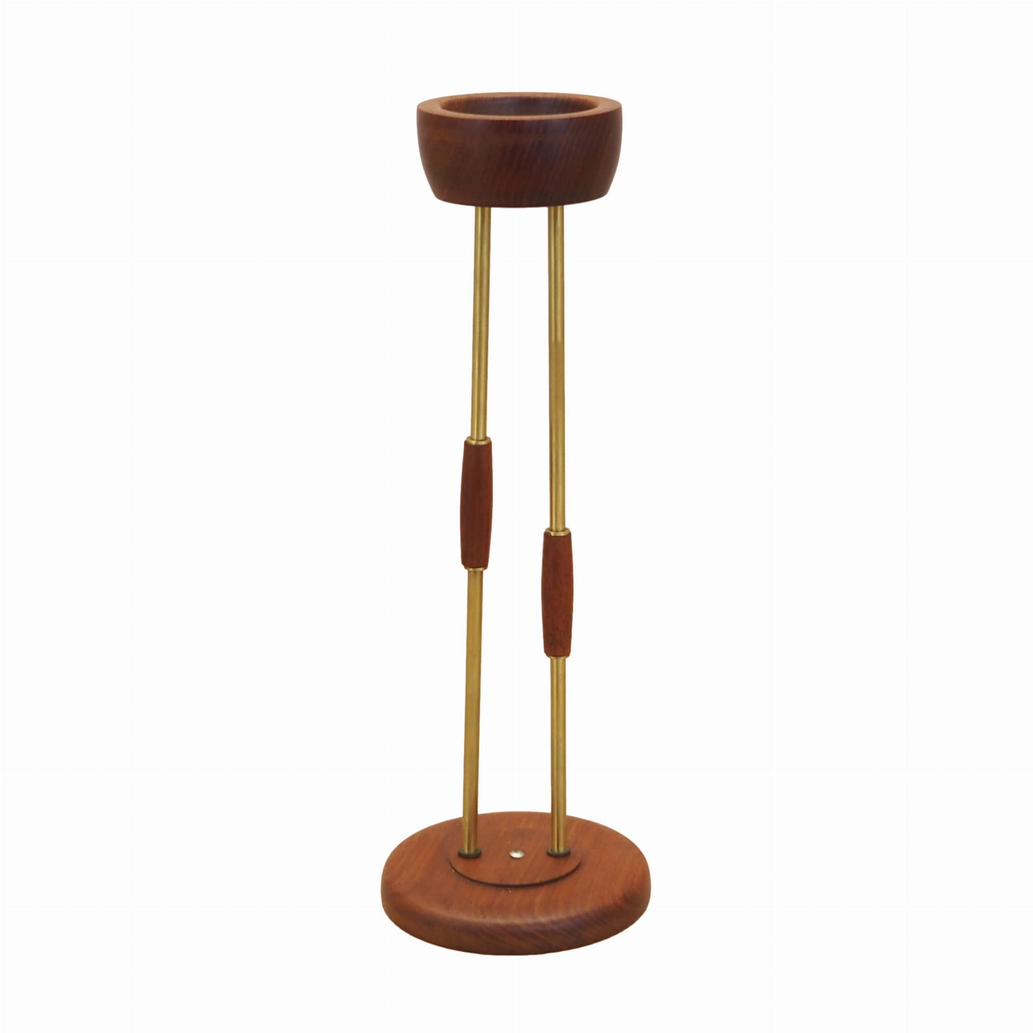 Vintage Posacenere Teak Metallo Marrone Anni '70