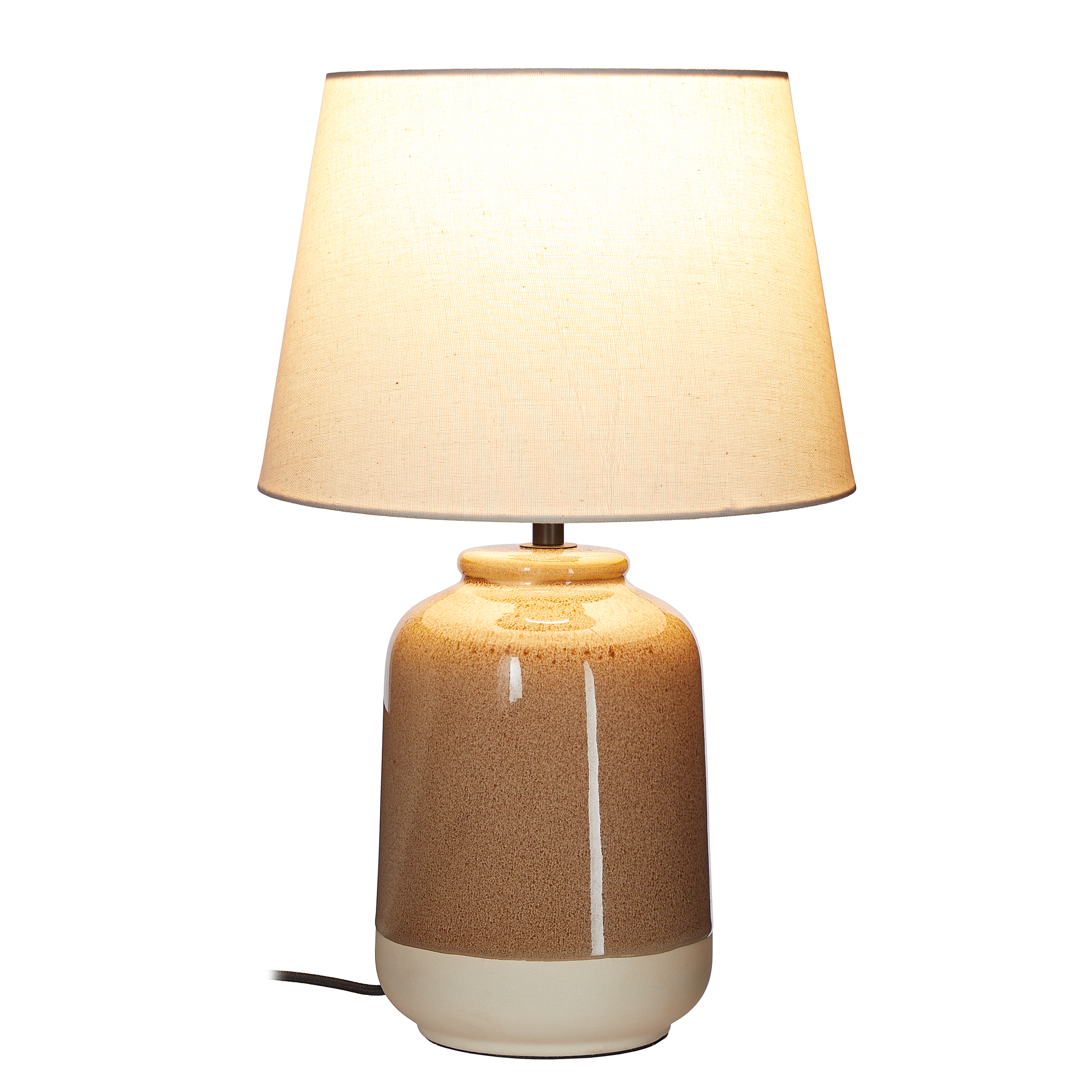 Verice Tischleuchte Leinen Keramik Creme Taupe