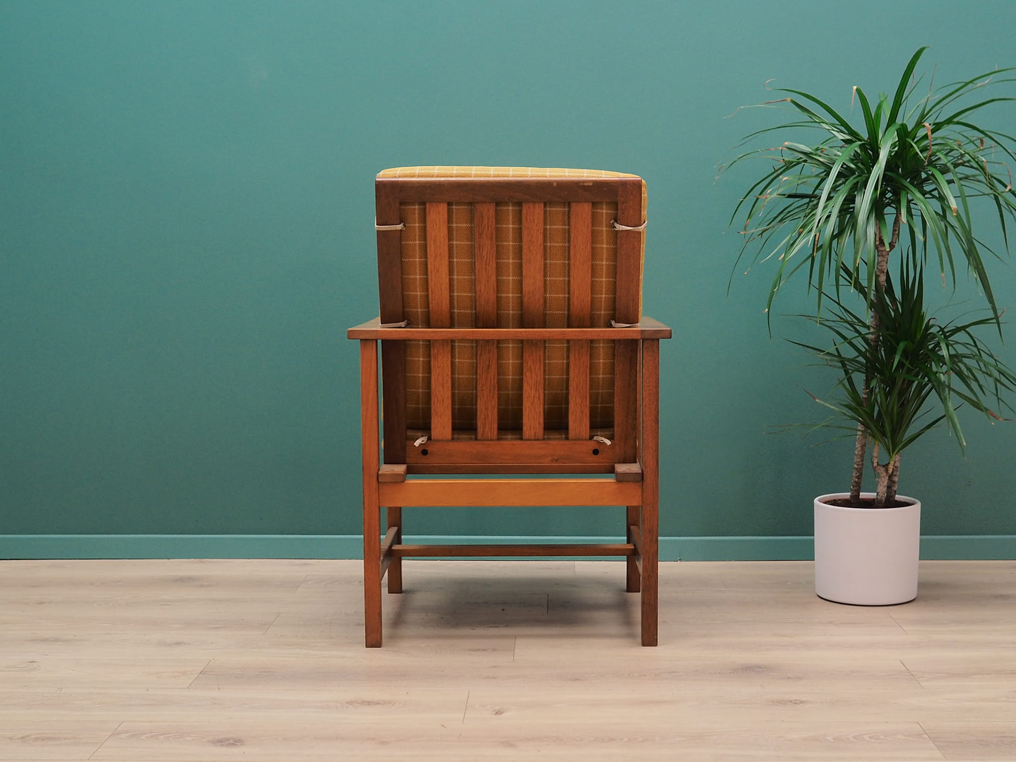 Armchair Teak wood Textile Yellow 1970s