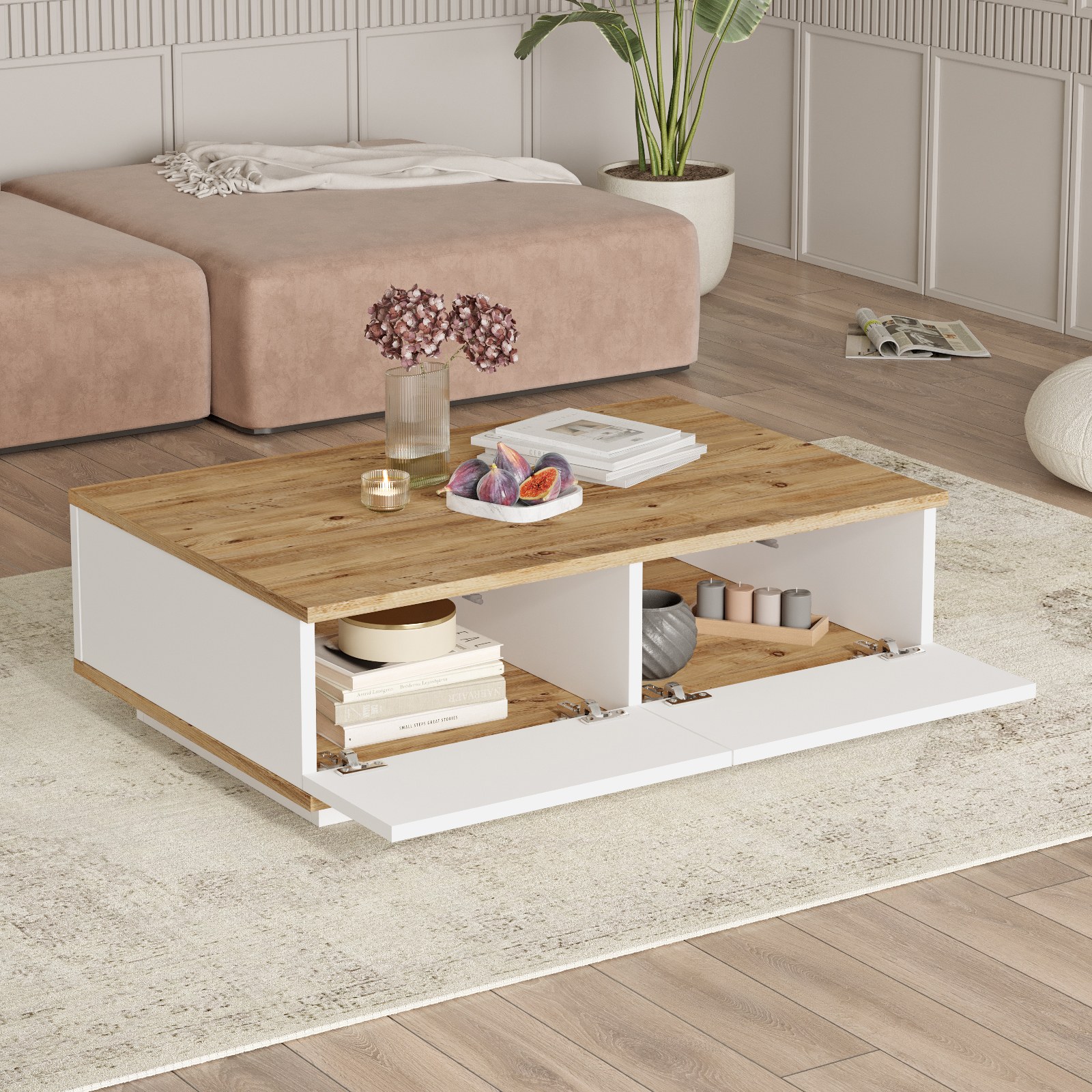 Fr14-Aw Couchtisch Braun Weiß