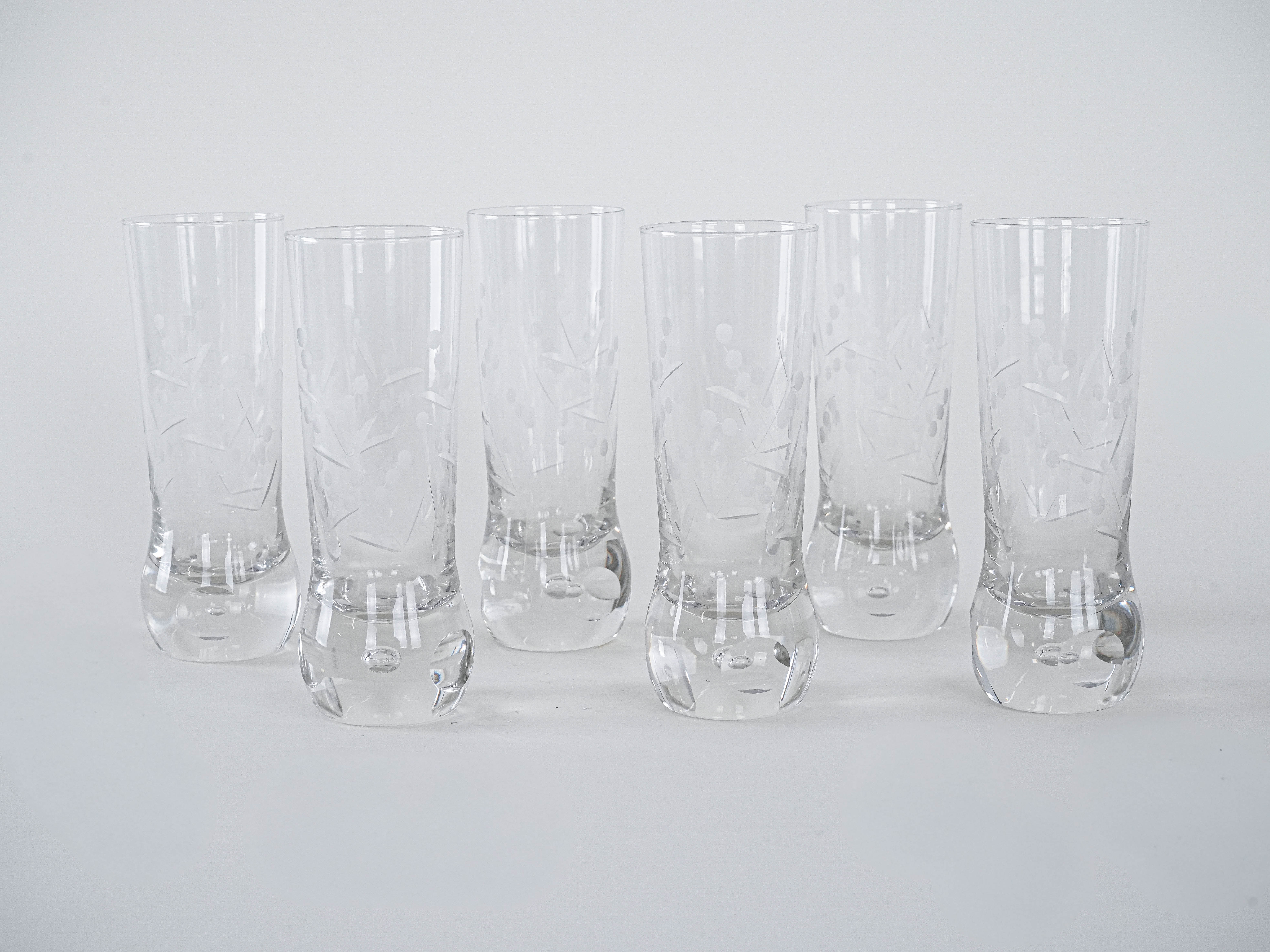 Set of 6 glasses transparent 1970s