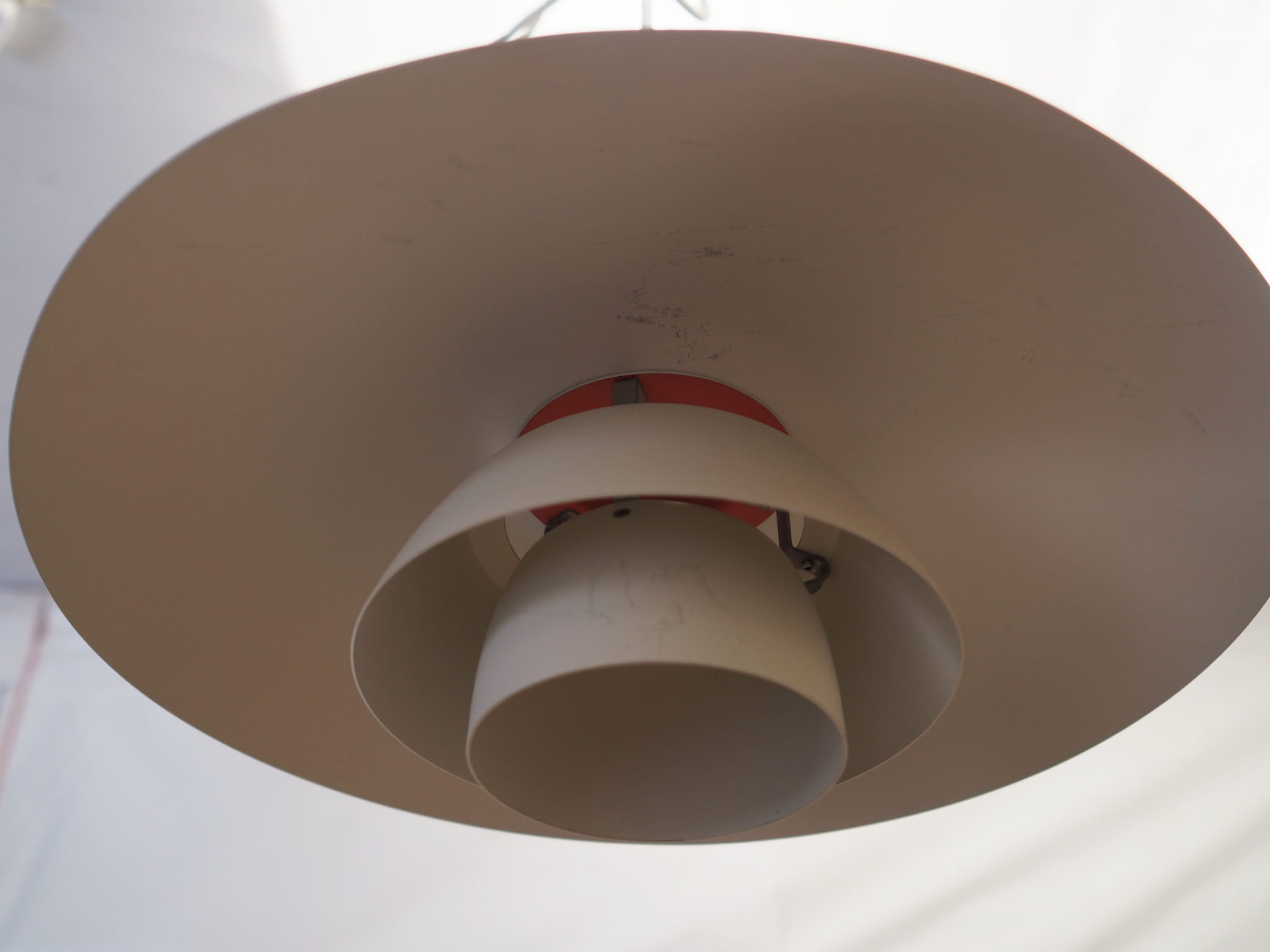 Vintage Pendant Lamp Metal White 1960s