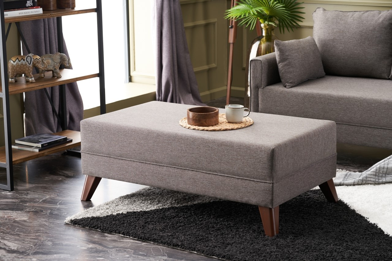 Bella Sofa Récamiere Rechts mit Hocker Braun