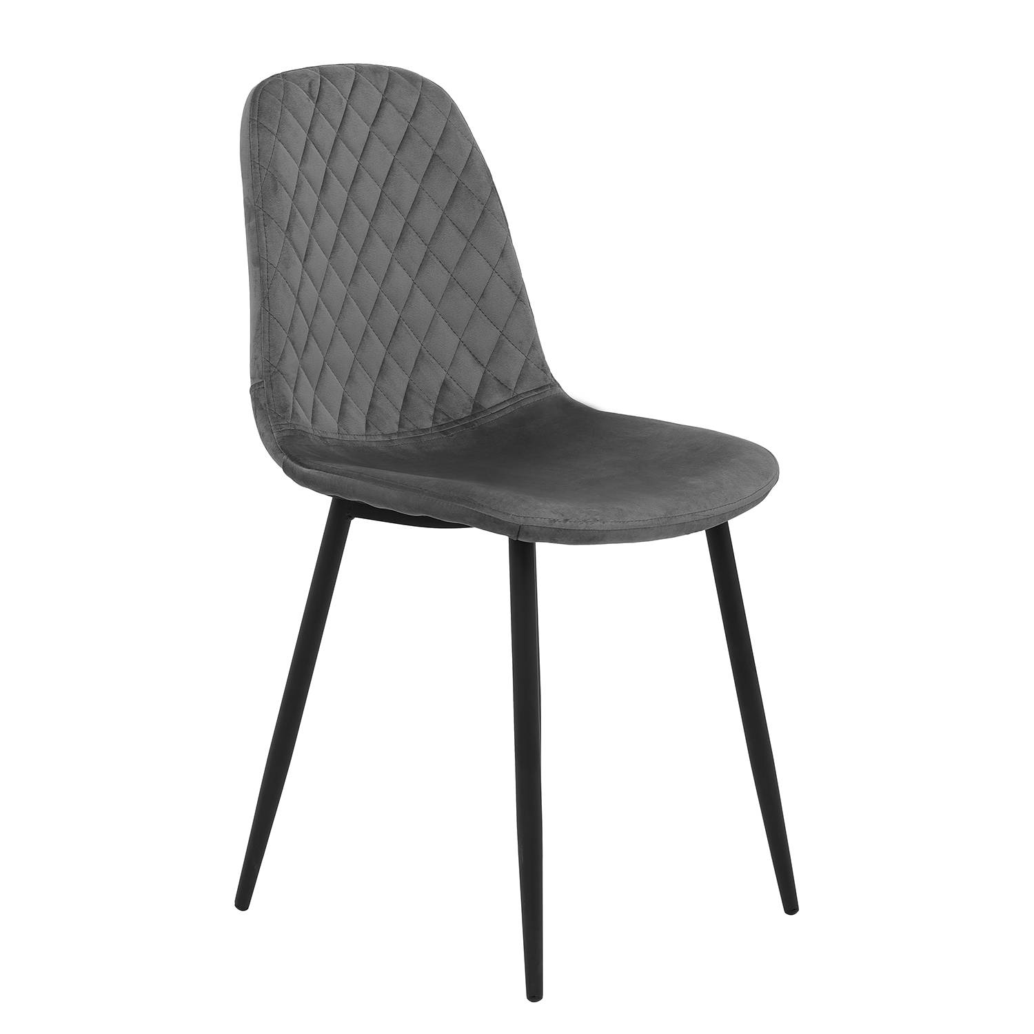 Rudine Dining Chair Set of 2 Microfiber Steel Black Grey