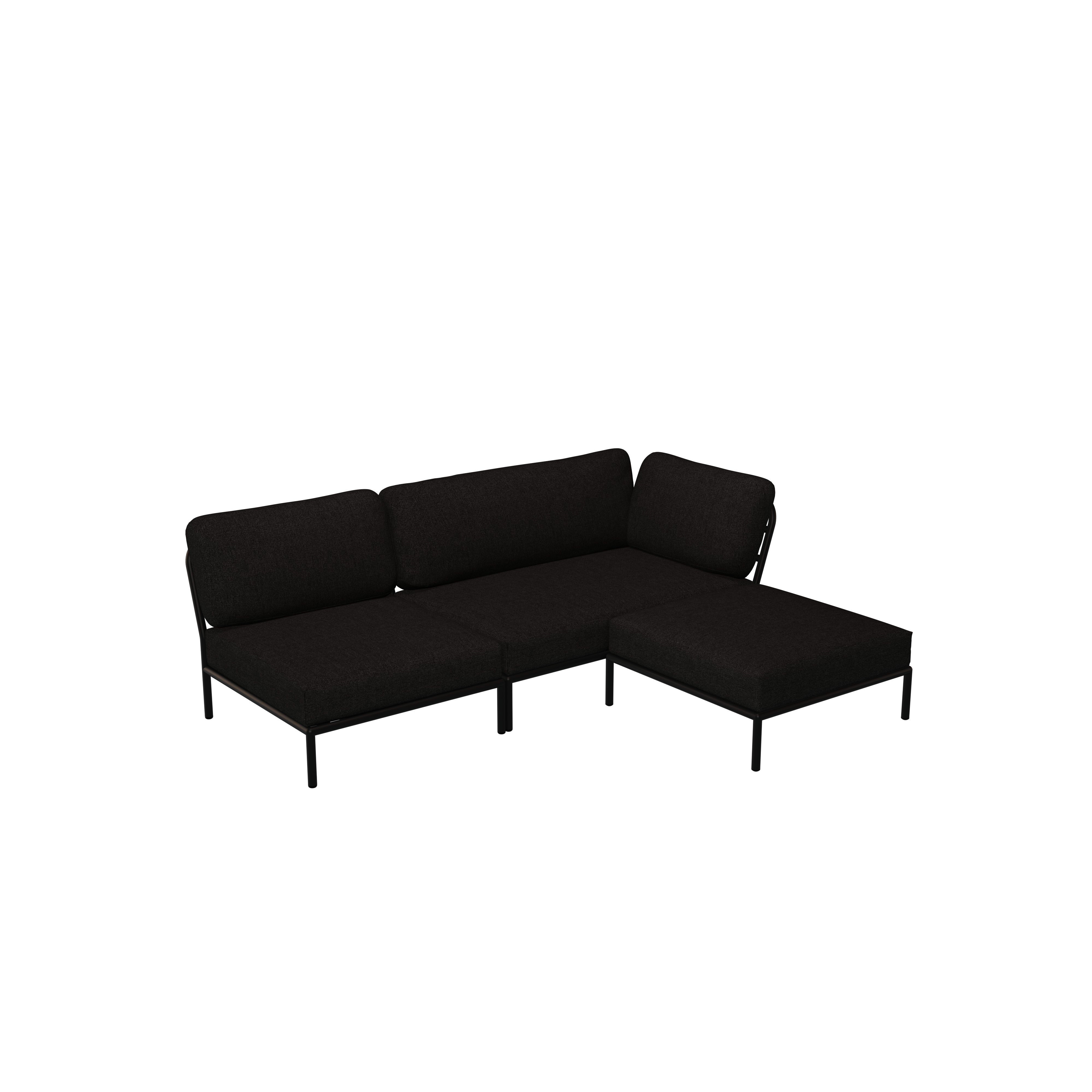 LEVEL Sofamodul Rechts, Sessel & Pouf Sooty Grau