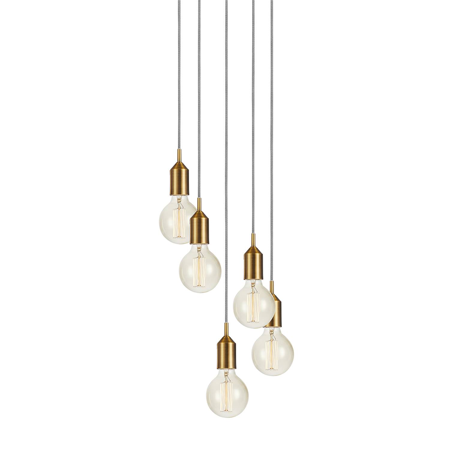 5-Flammig Pendelleuchte Round Bronx Eisen Gold