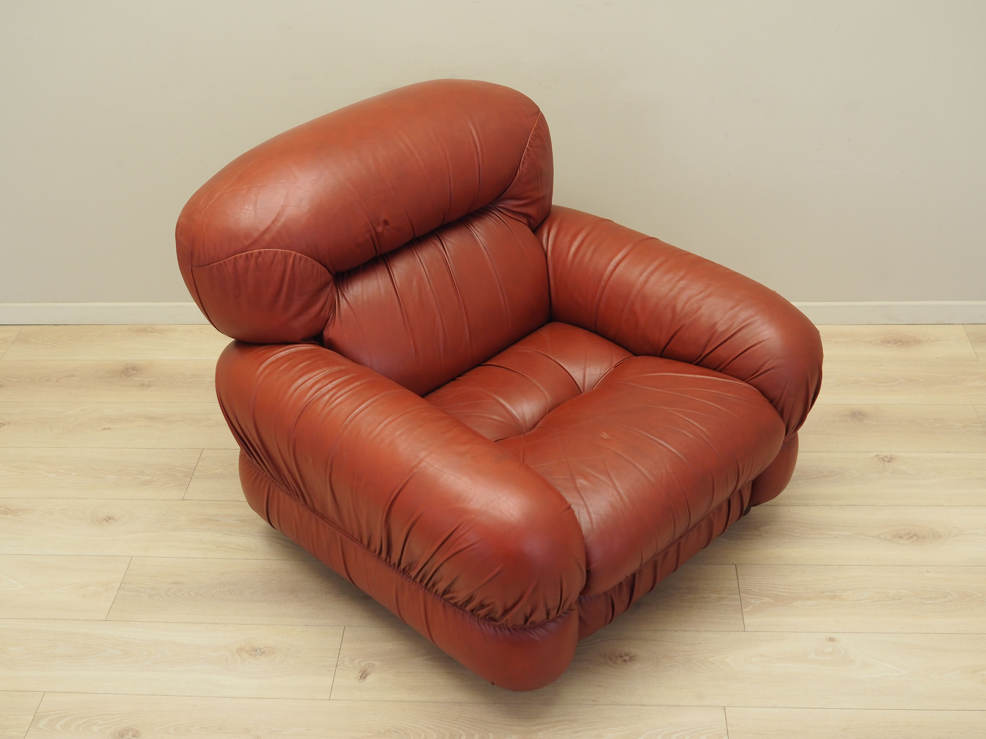 Sessel Leder Weinrot 1970er Jahre