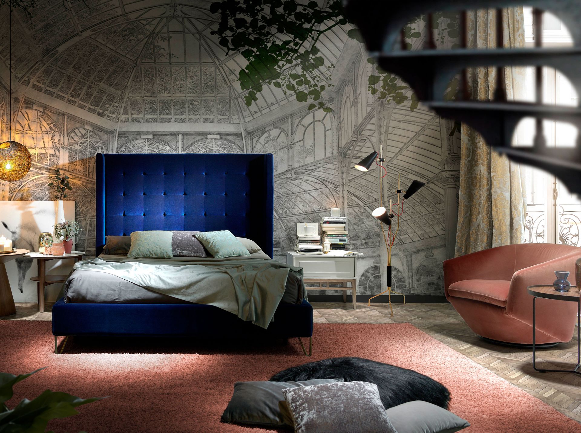 Armchair Swivel Velvet Peach