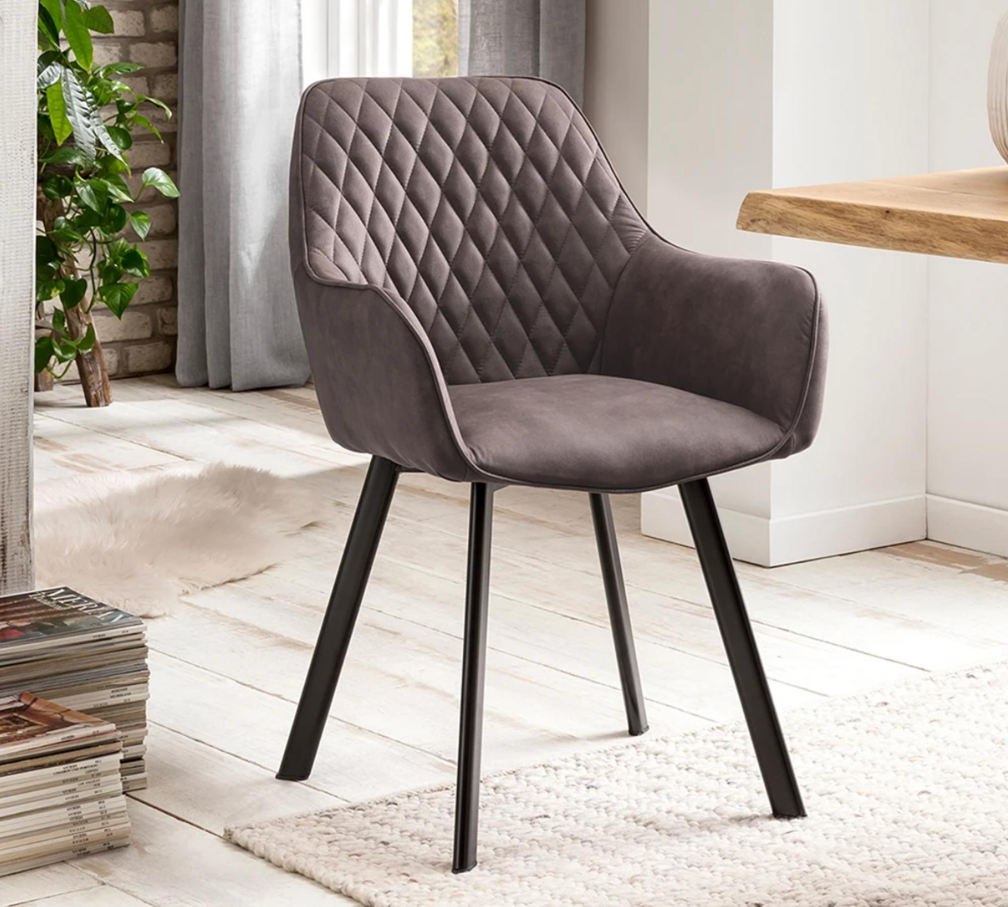 2x Armlehnstuhl Microfaser Grau