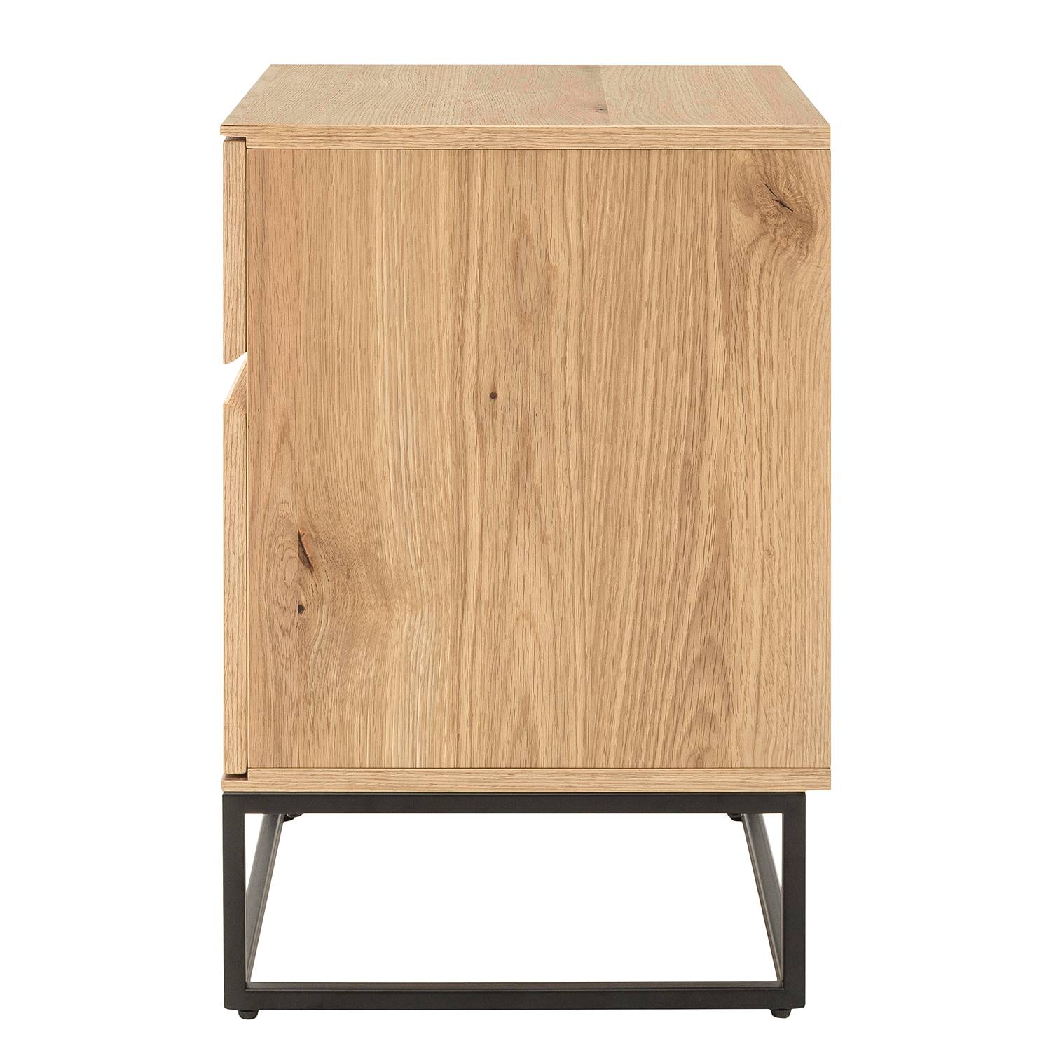 Nachtkommode NOZZA mit 1 Tür Echt holzfurnier Eisen Schwarz