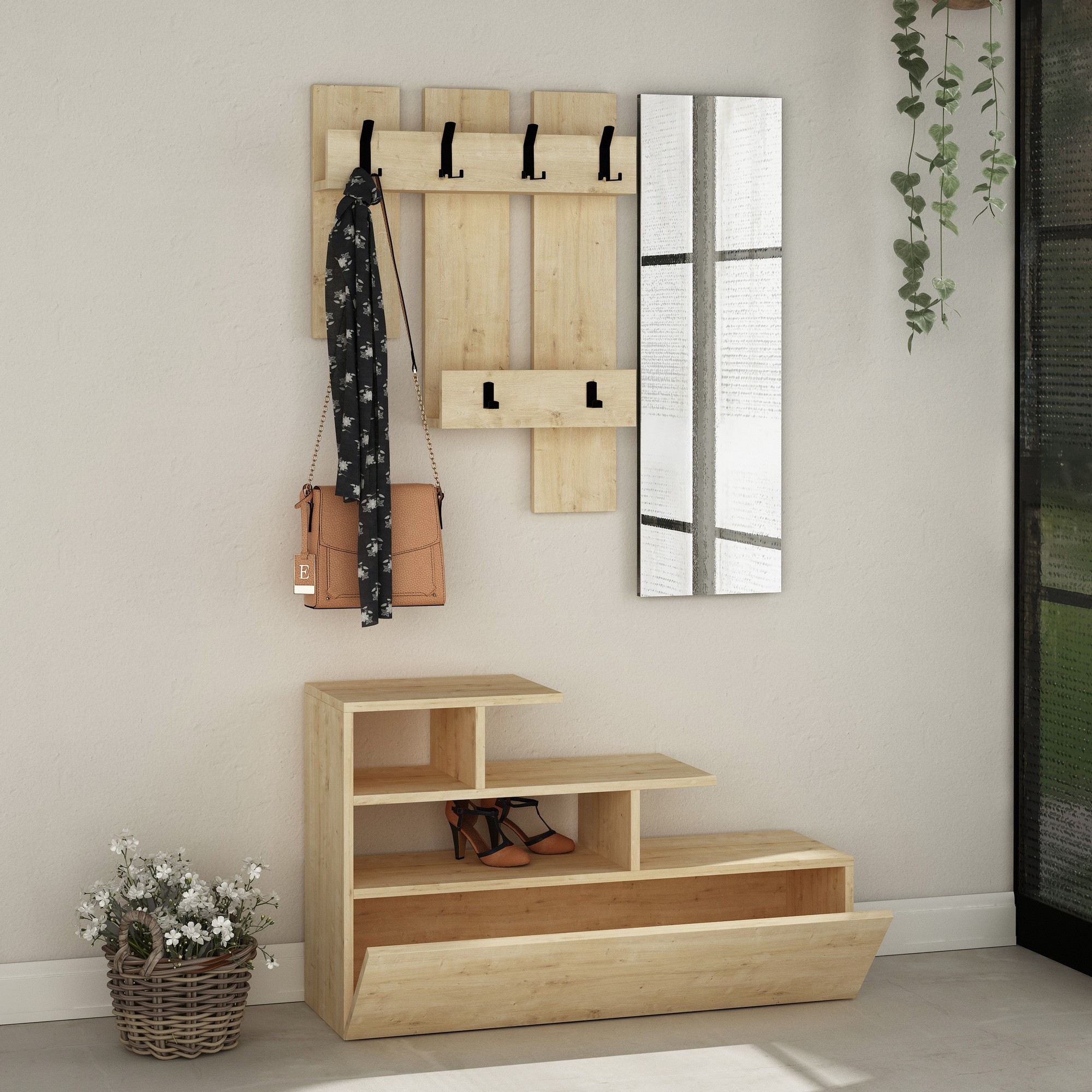 Vesty Garderobe mit Schuhschrank Oak 100cm x 61cm