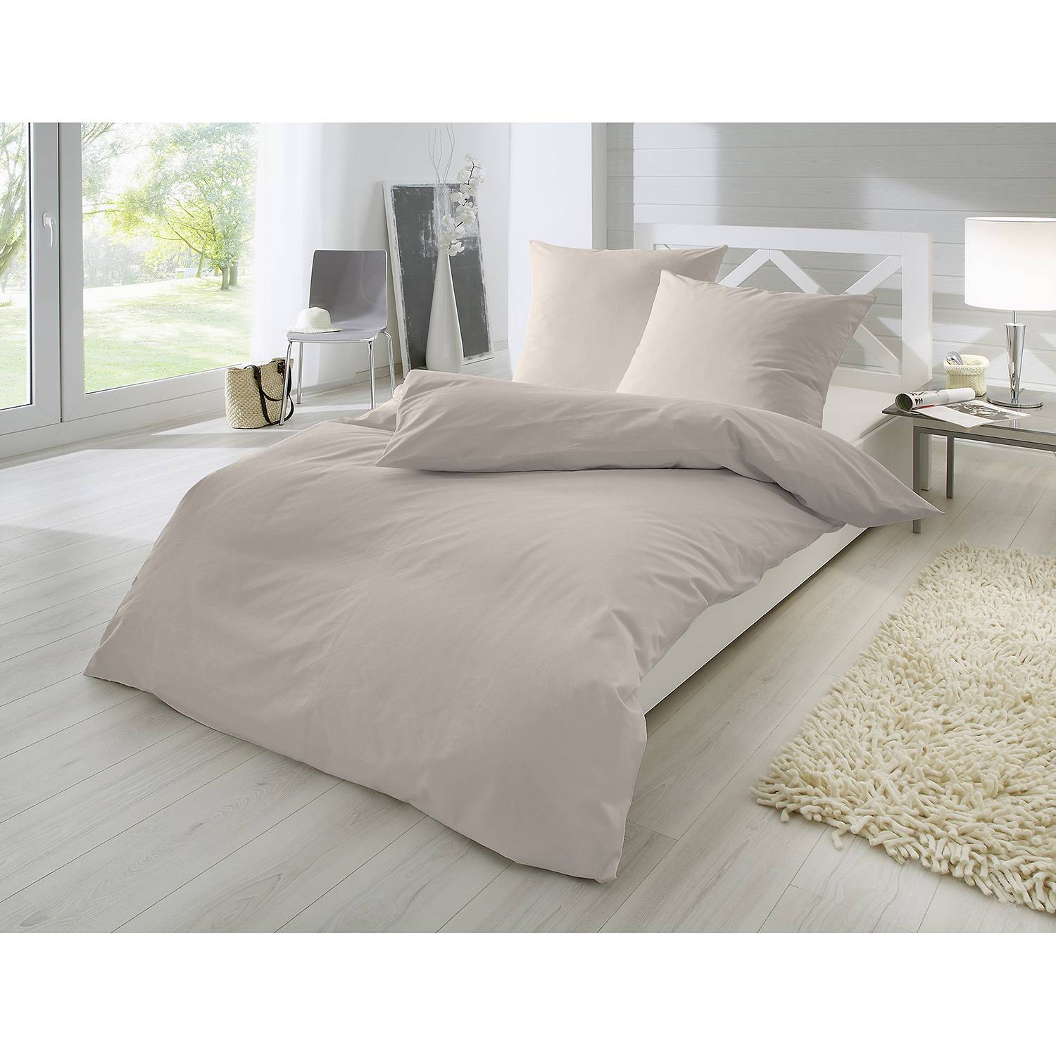 Perkal Bettwäsche Set Baumwollstoff Kaschmir 155 x 220 cm 