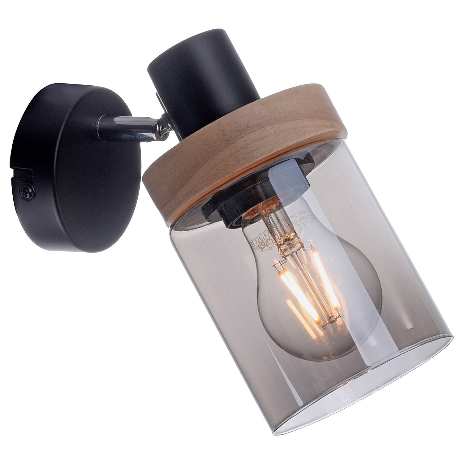 Pasqual Wandleuchte Rauchglas Eisen 1-flammig