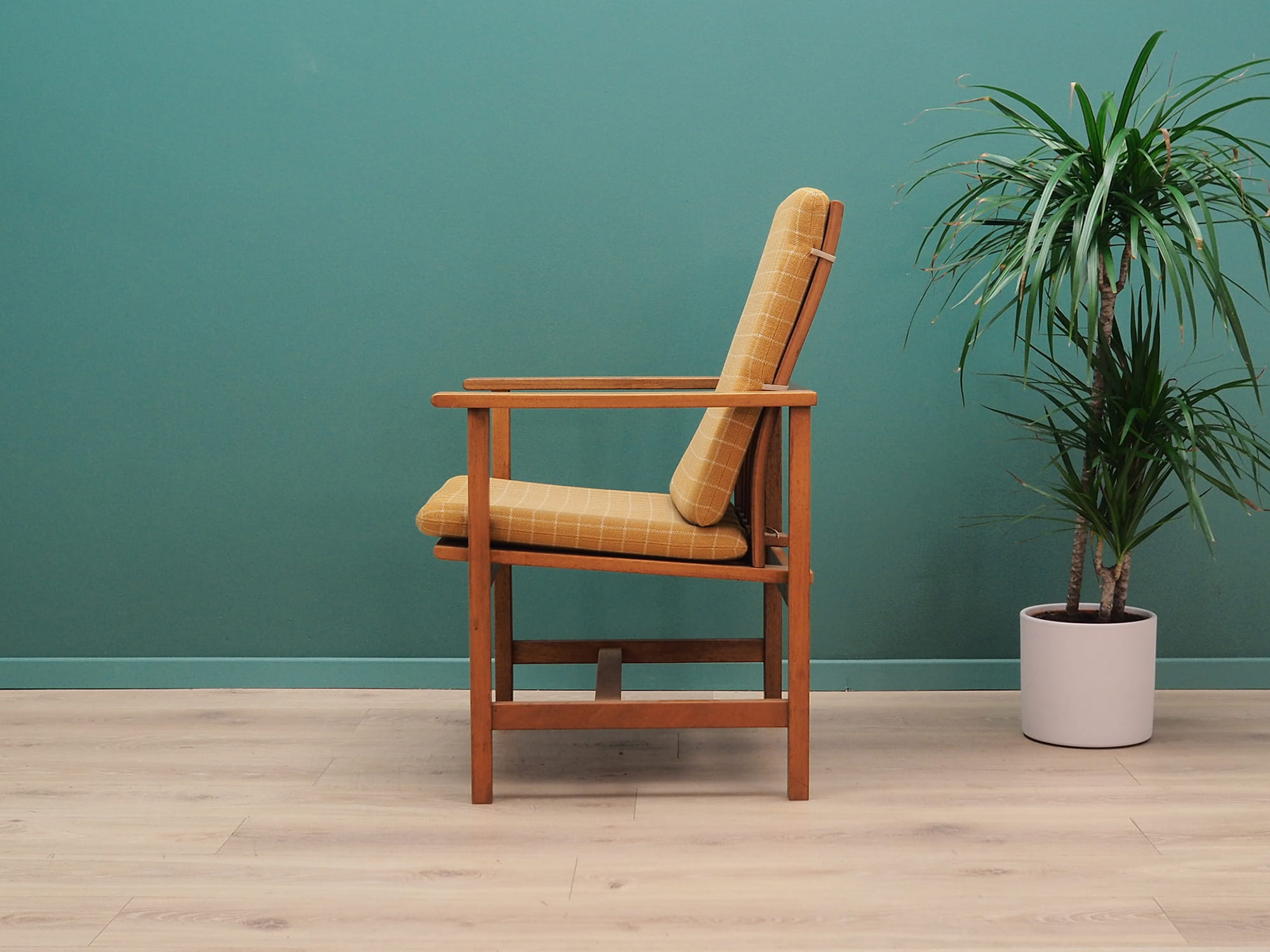 Armchair Teak wood Textile Yellow 1970s