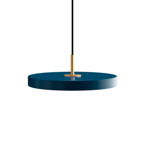Asteria Pendelleuchte Mini Messing Petrolblau